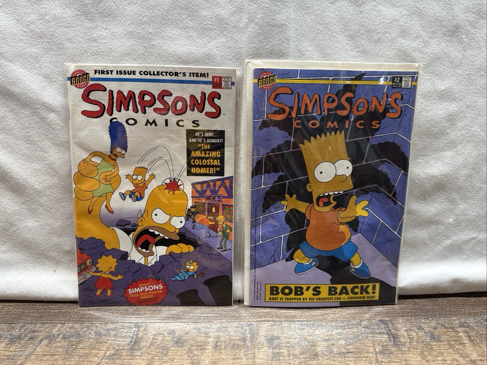 The Simpsons Comics: First Issue #1 & Bart #2  (Bongo 1993) Collectors Edition