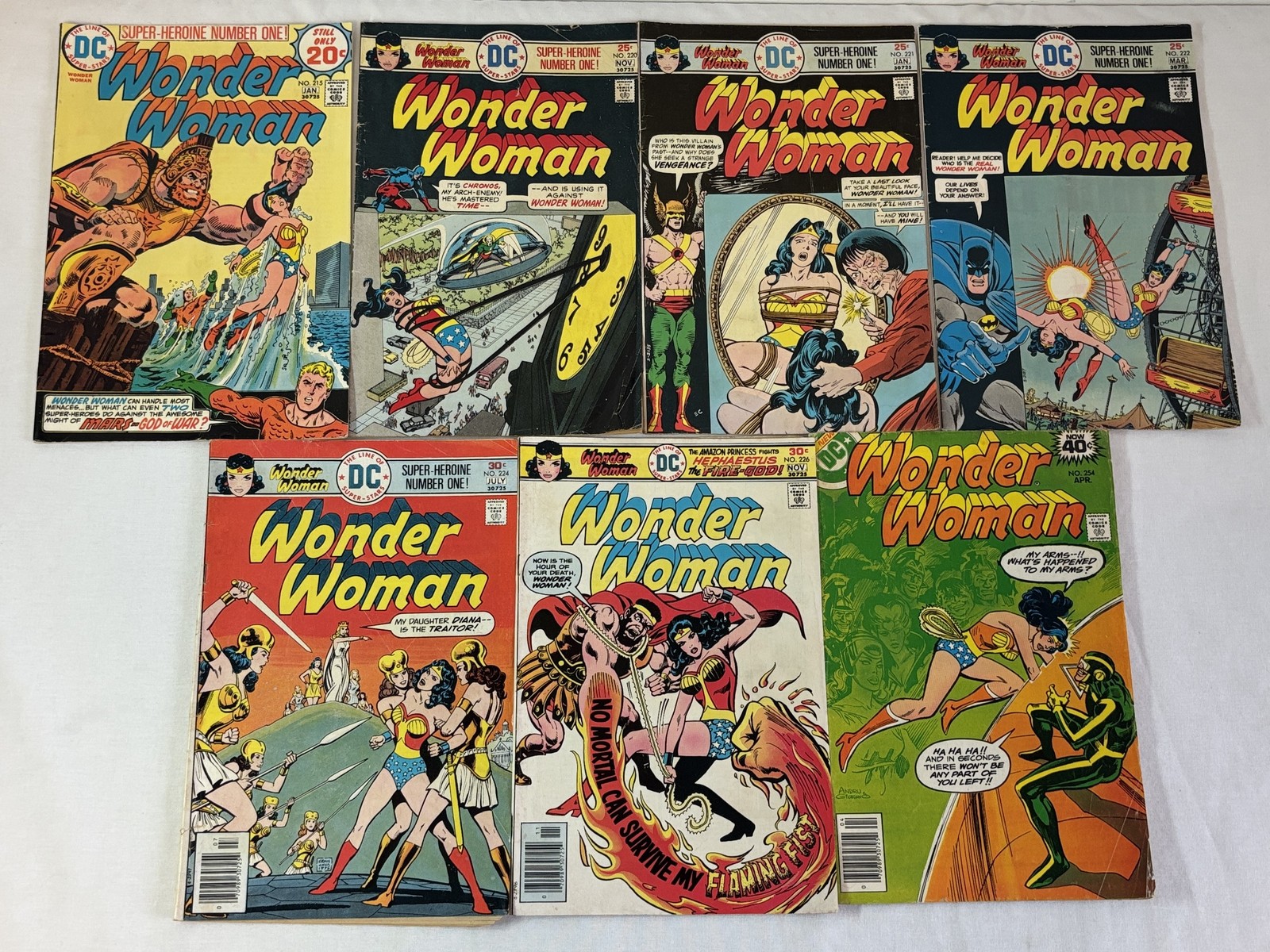 1970s DC Comics WONDER WOMAN #215  220 221 222 224 226 254 ~ lower grade