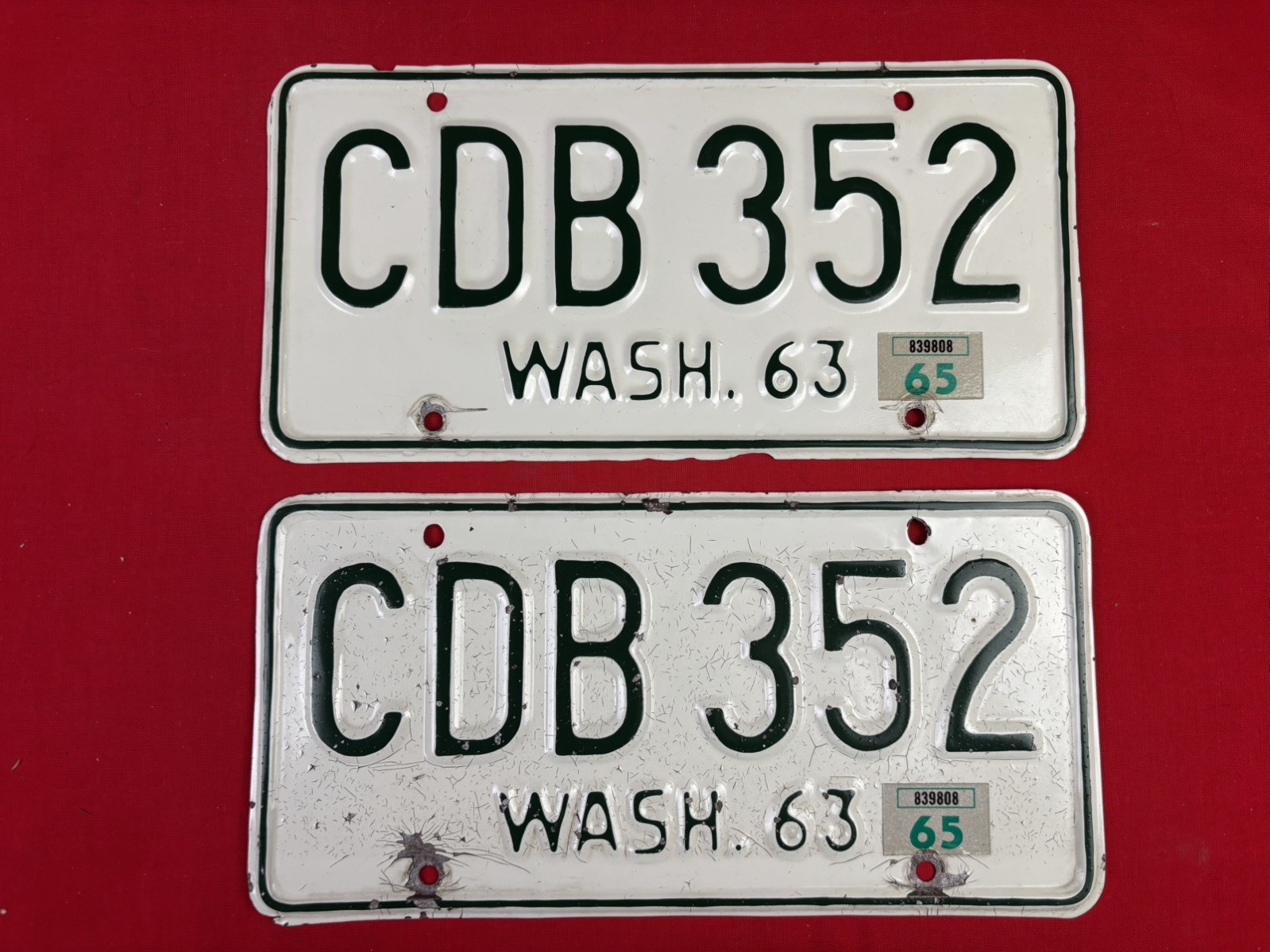Vintage 1963 Washington State License plate pair