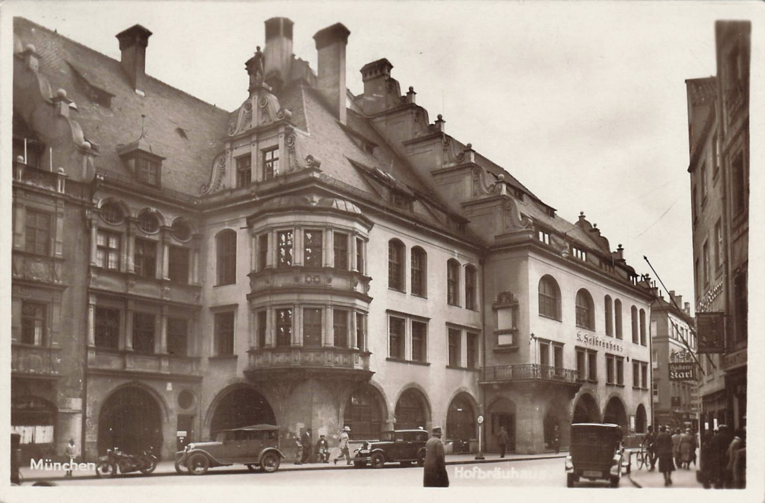 München Hofbräuhaus Real Photo Postcard 1933 Vintage Street Scene RPPC