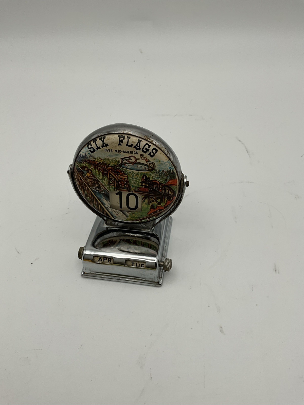 Vintage Six Flags Over Mid-America Perpetual Desk Calendar Chrome Works