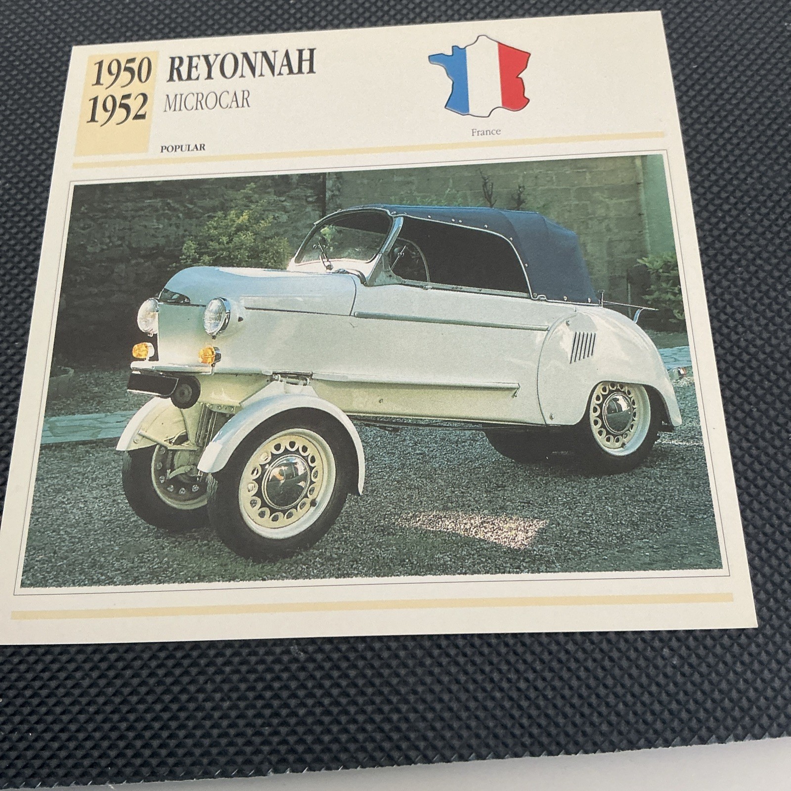 Edito-Service Car Collectors card - 1950/2 Reyonnah Microcar and Spec EB1