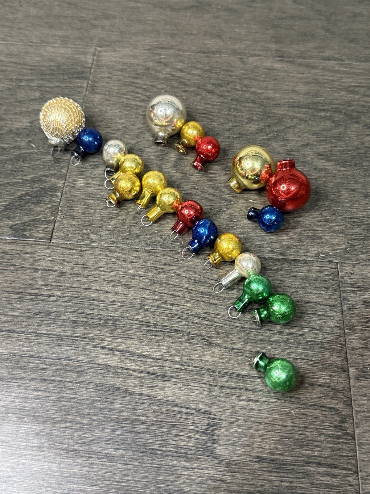 Vintage Mercury Glass Mini Christmas Ornaments Balls 1940s Lot MCM Shiny