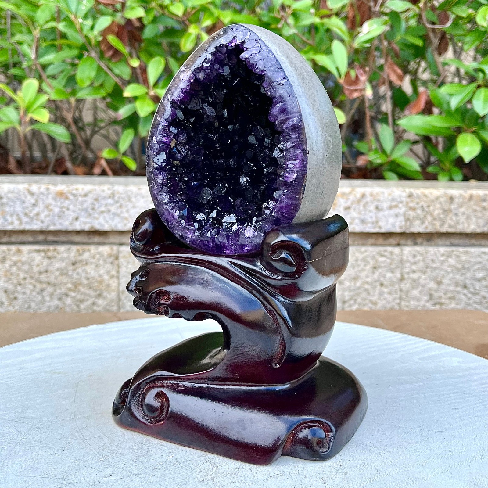 2.86LB High quality Natural Amethyst geode quartz crystal Dinosaur egg healing