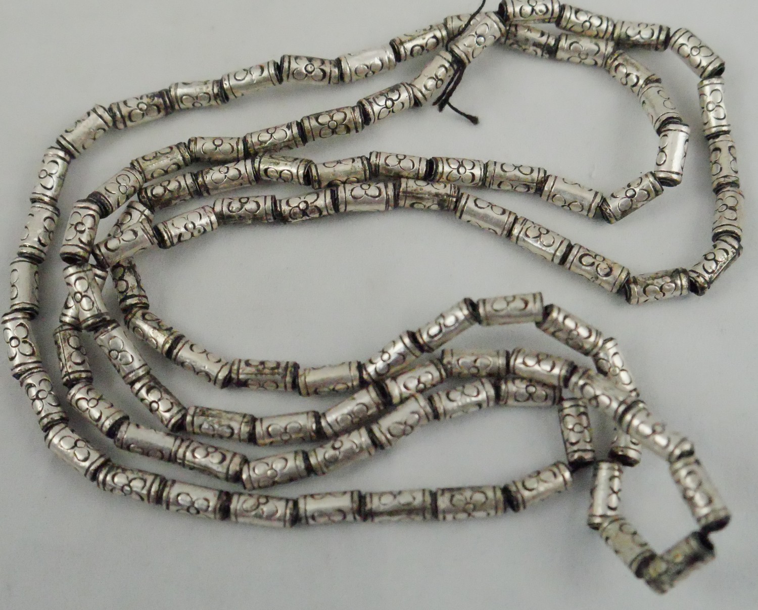 100 97% Silver Traditional Antique Thai/Khmer 10mm X 4mm Silver Beads - Unused