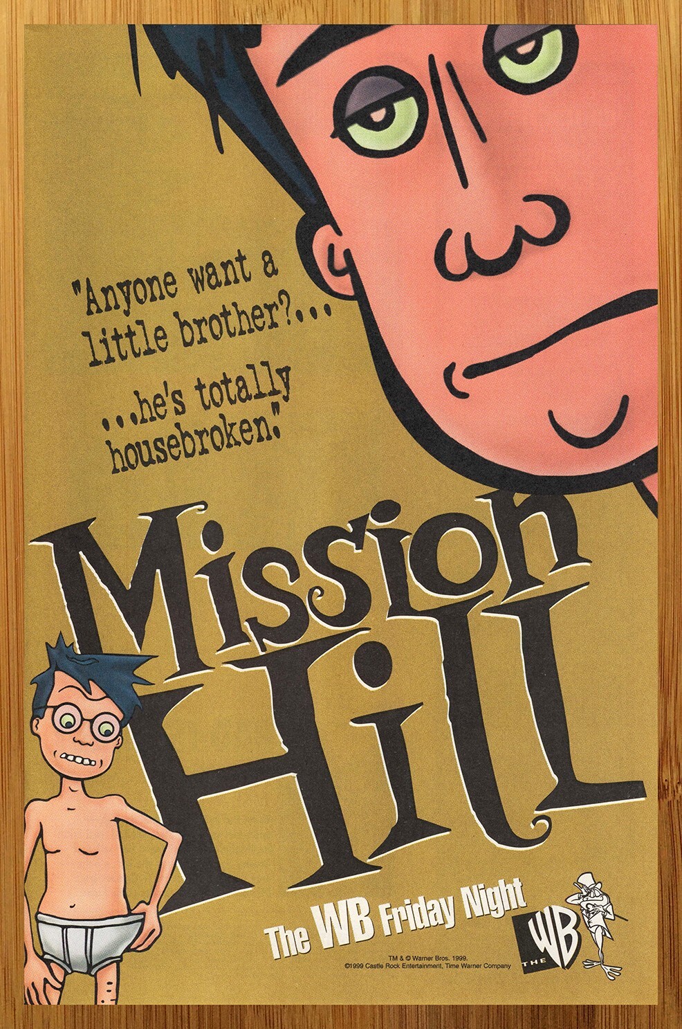 1999 Mission Hill TV Series Print Ad/Poster Animated Comedy Show Promo Art 90s