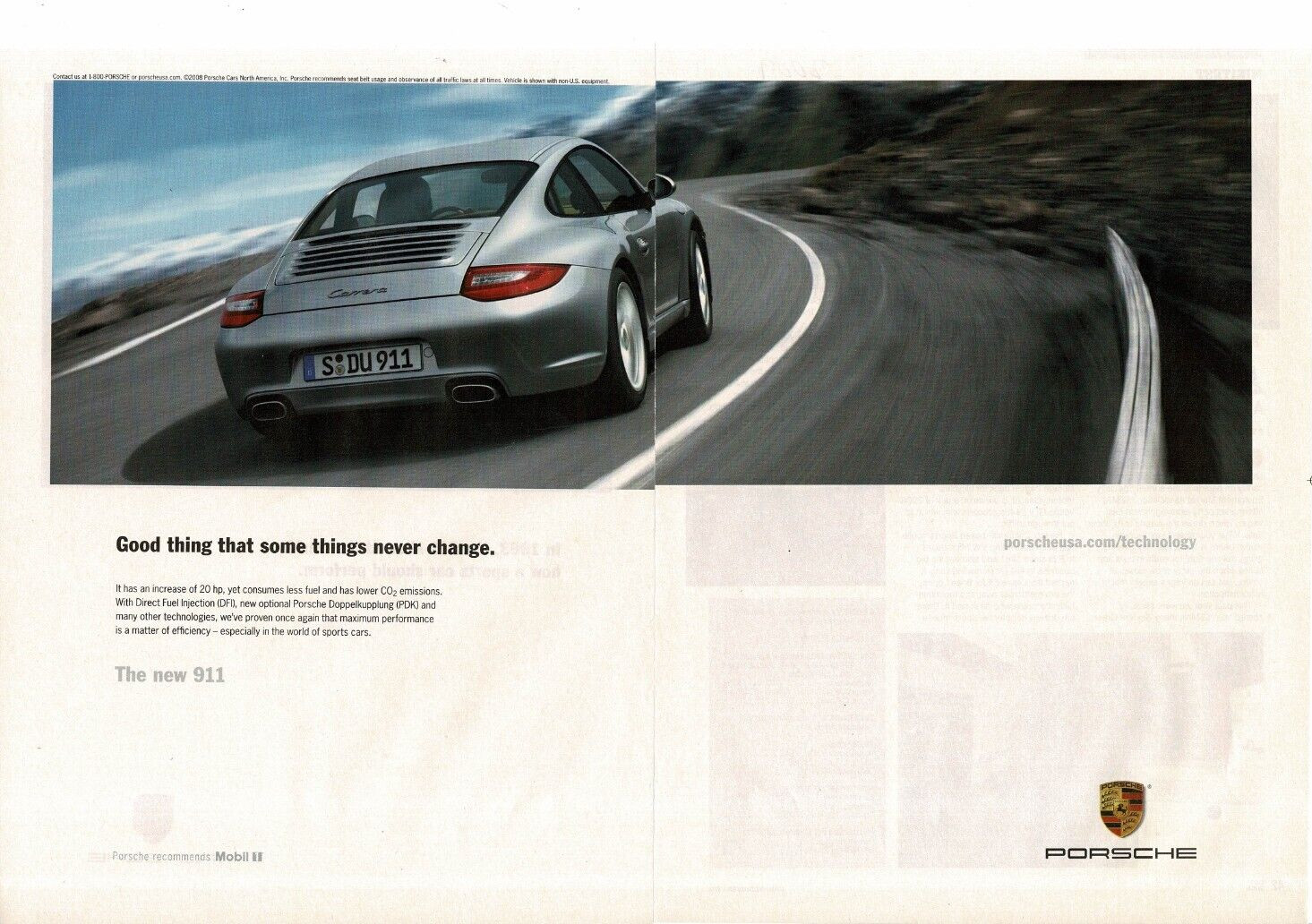 2009 PORSCHE 911 Carrera Silver Driving a Mountain Road 2-page Advertisement