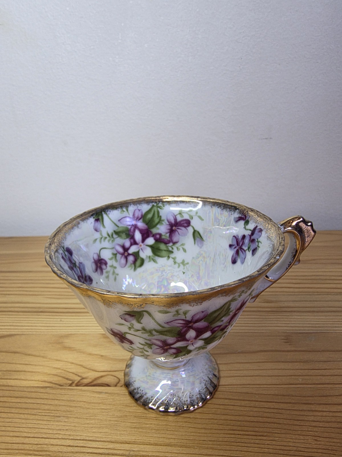 Vintage Made in Japan Lusterware Floral Creamer Pitcher Gold Trim