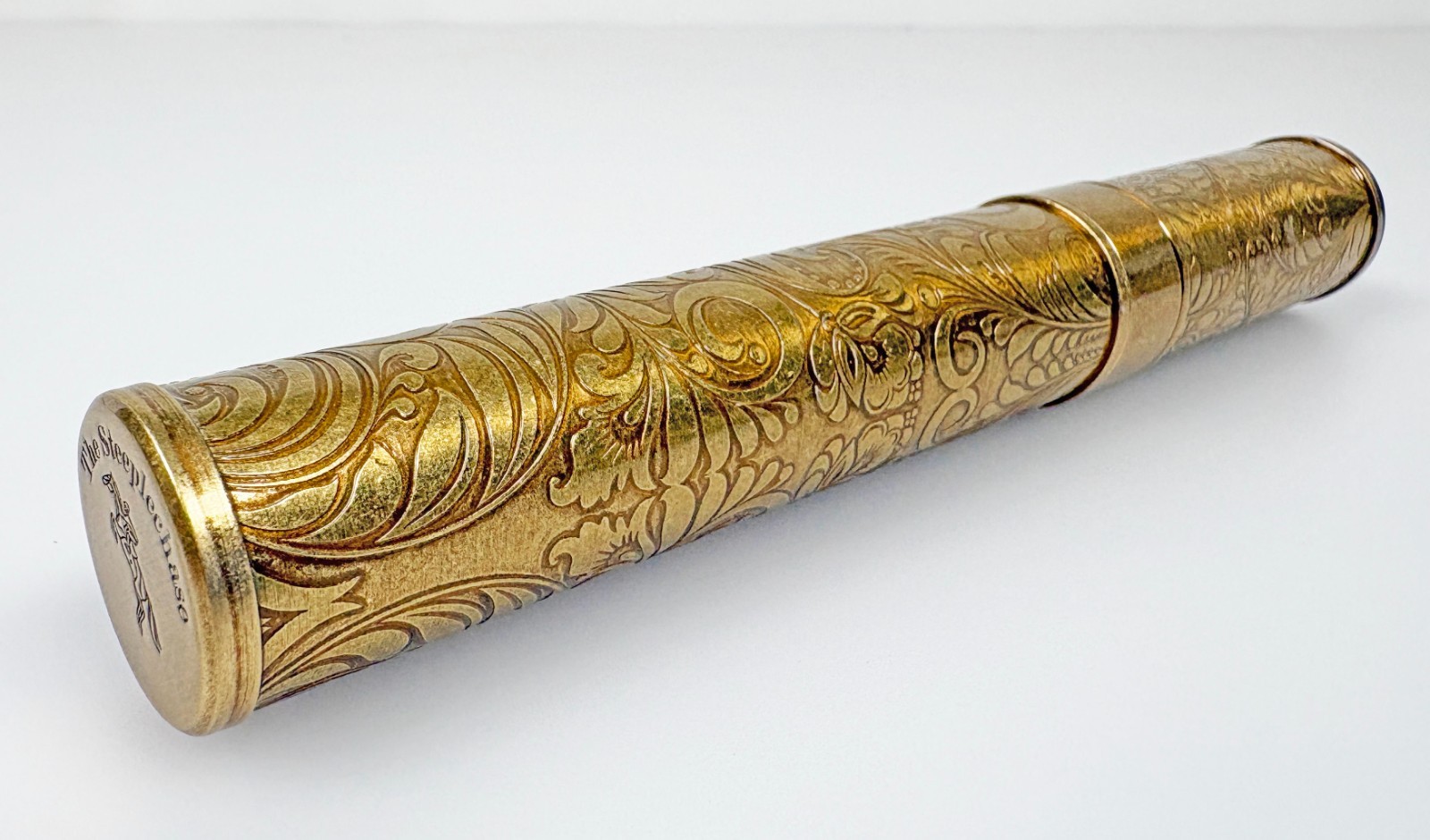 Golden Brass Engraved Cigar Tube Case Tubos Metal Portable Travel Storage Holder