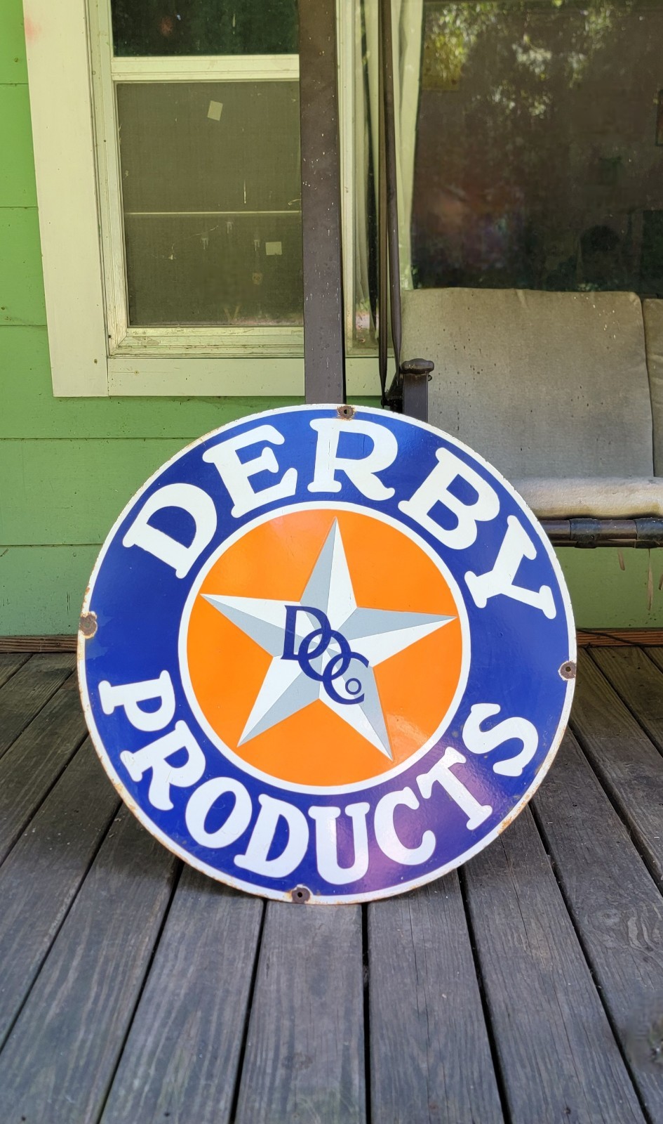 Derby Products Vintage Porcelain Sign 