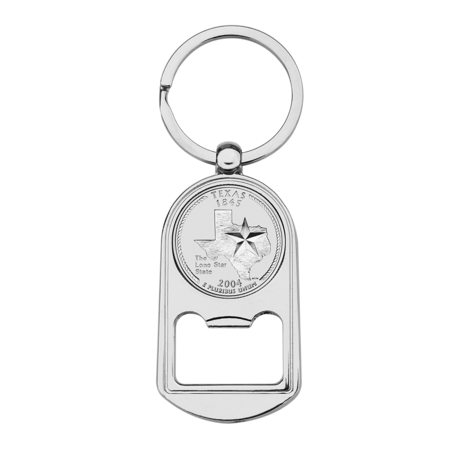 US 2004 Texas State Quarter BU Unc Coin Key Chain Ring Bottle Opener NEW