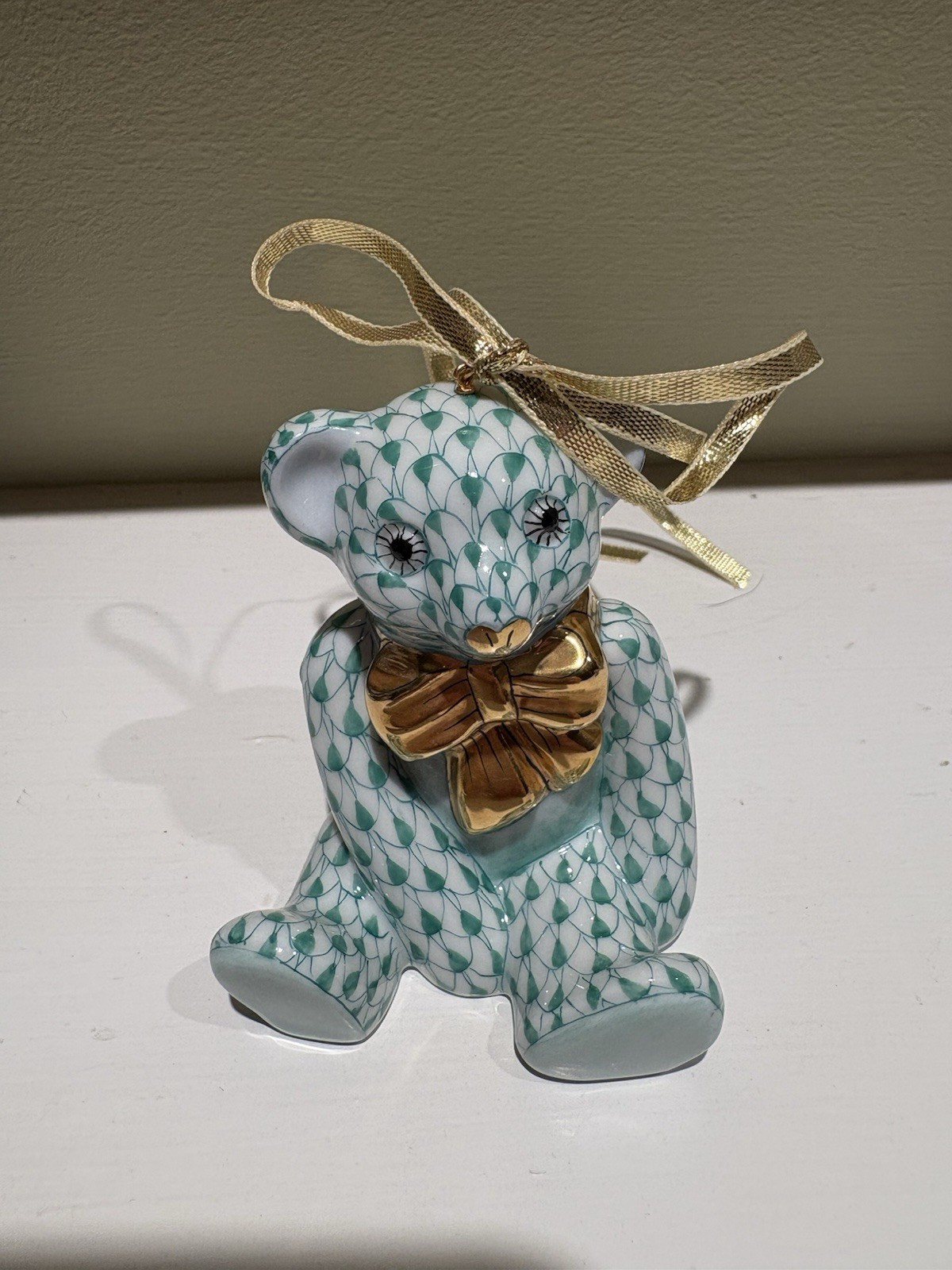 Rare Flawless Herend Porcelain Bear Ornament 