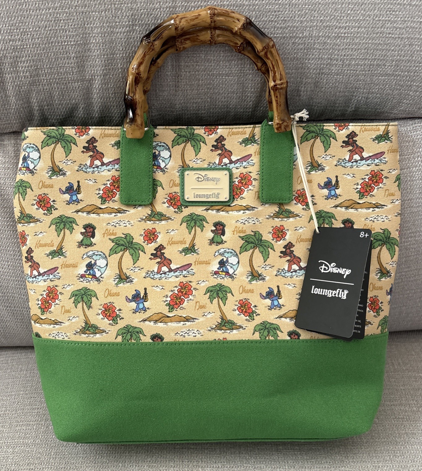 Loungefly Disney Lilo & Stitch Beach Scenes Allover Print Canvas Tote Bag NWT