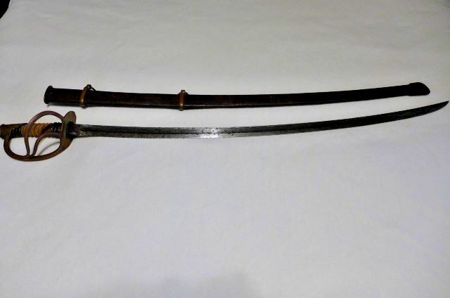 CIVIL WAR 1864 US MODEL 1860 CAVALRY SABER & SCABBARD C. ROBY W. CHELMSFORD MASS