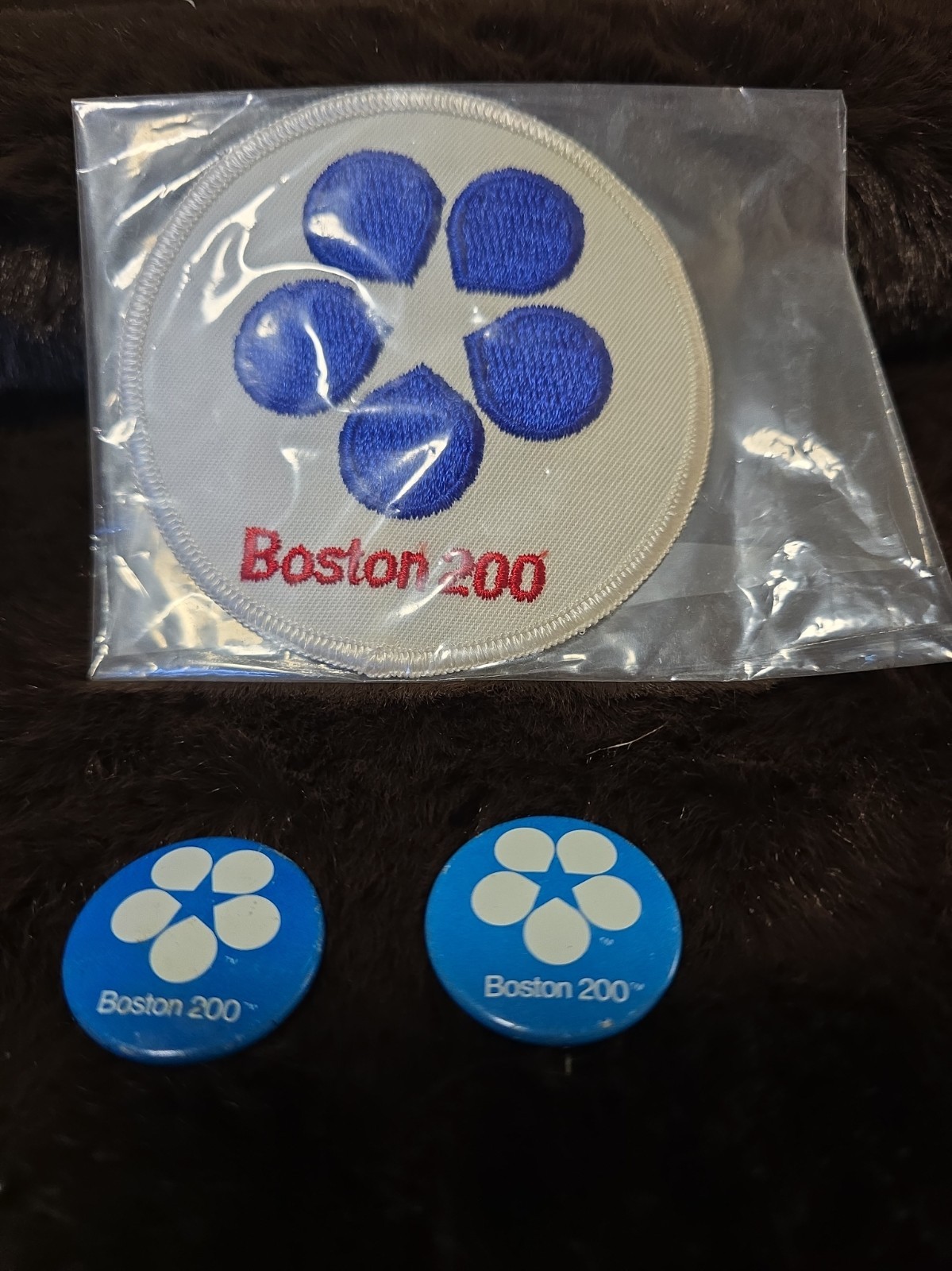 Pair Boston 200 Bicentennial Button Pin Plus New Patch 