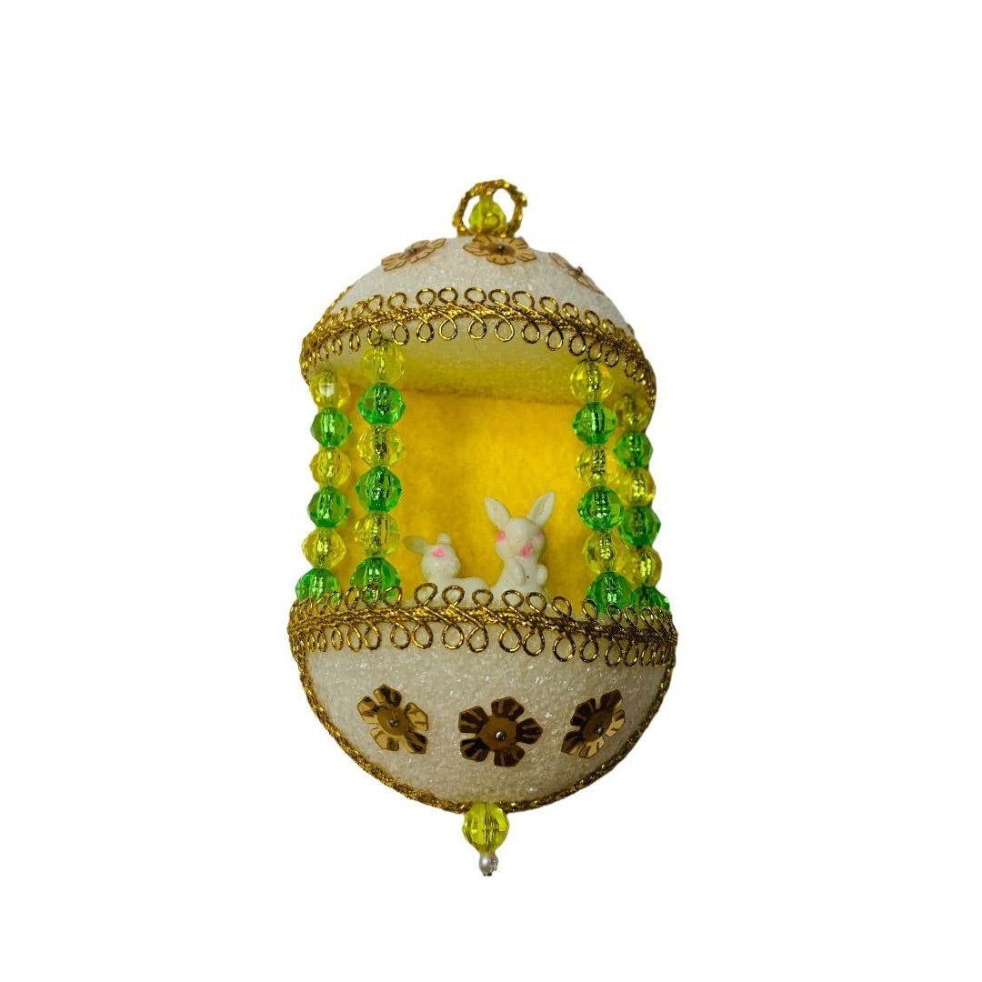 Vintage 1980s Handmade Styrofoam Egg Decorative Magnet Easter Kitchsy Craft 5