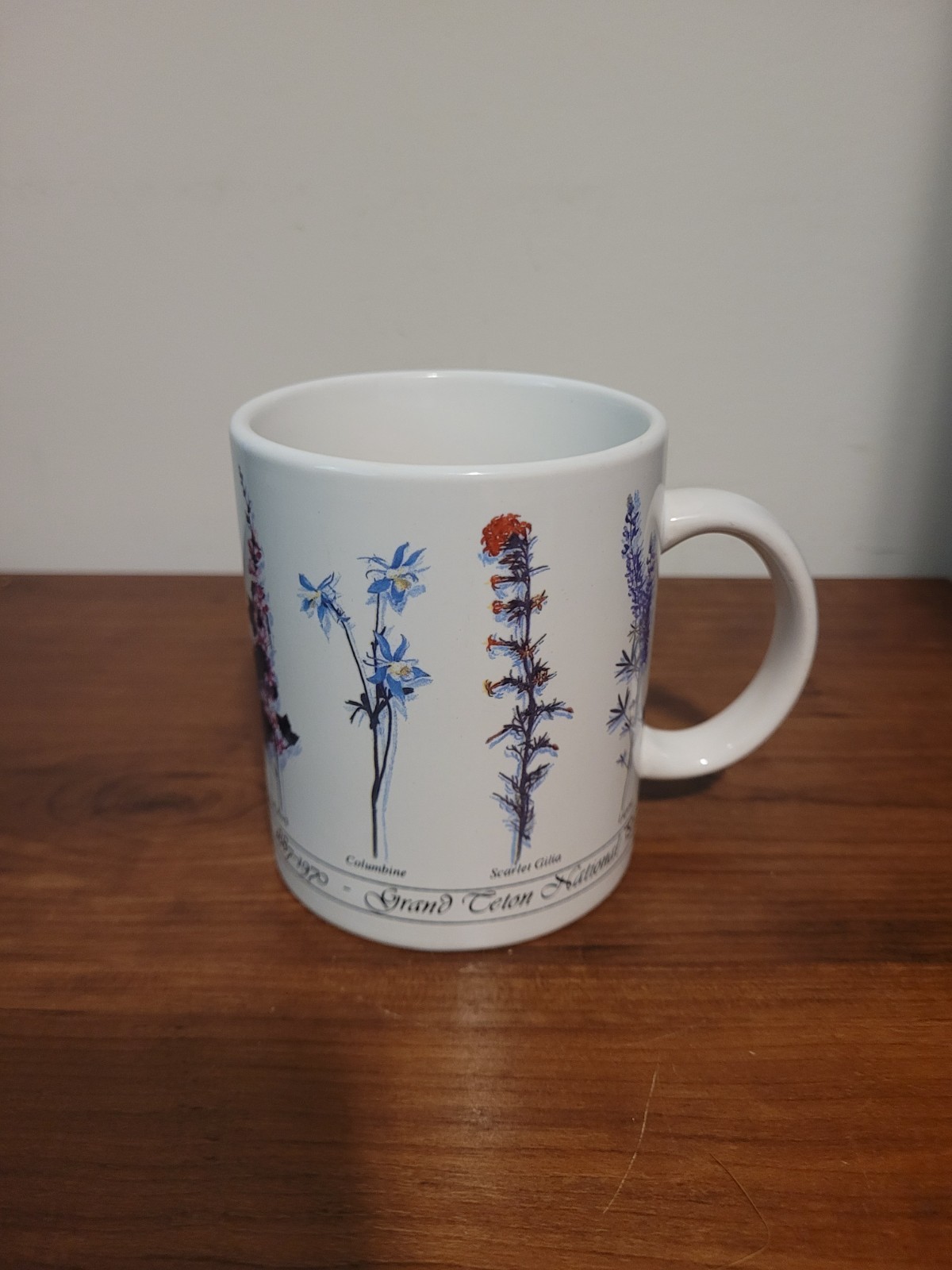 Vintage Grand Teton National Park Wildflowers Coffee Mug Columbine Scarlet Gilia