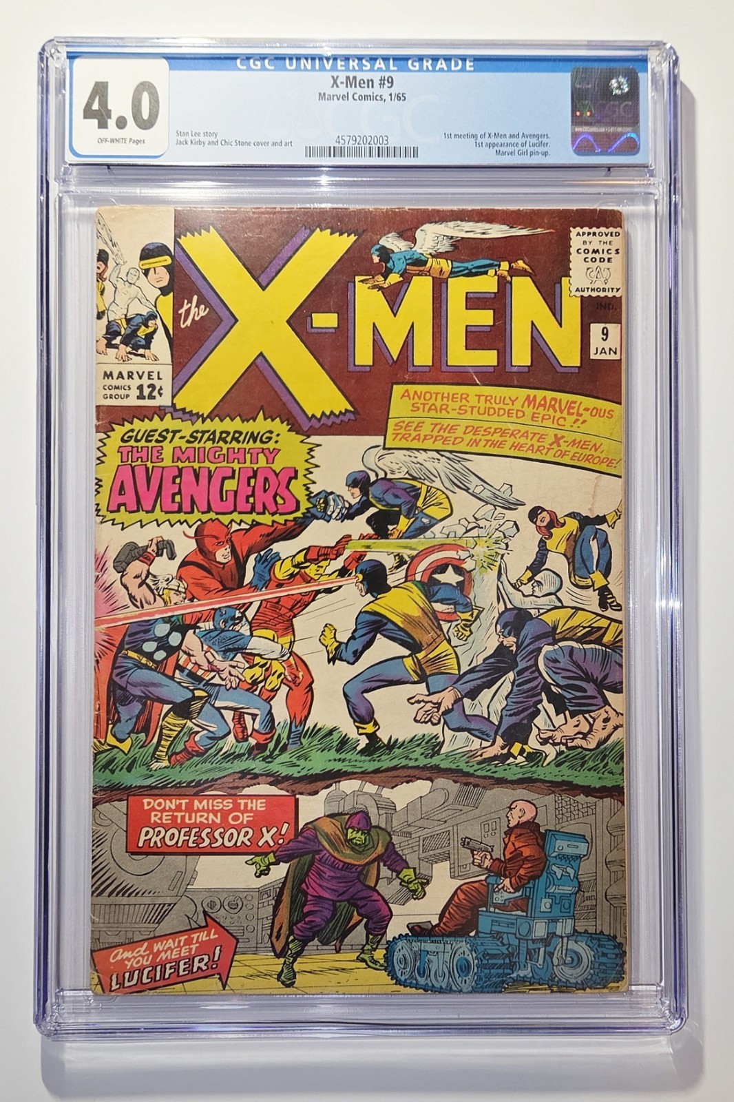 X-Men #9 CGC 4.0 OW 1965 1st X-Men Avengers Meeting, Lucifer Kirby KEY