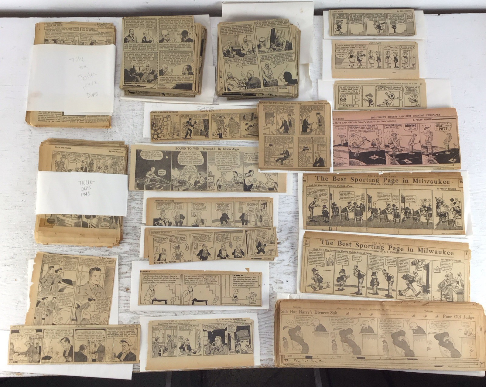 Vintage Early 1900's 20 Sets Of Newspaper comics Tillie Toiler, Brick Bradford e