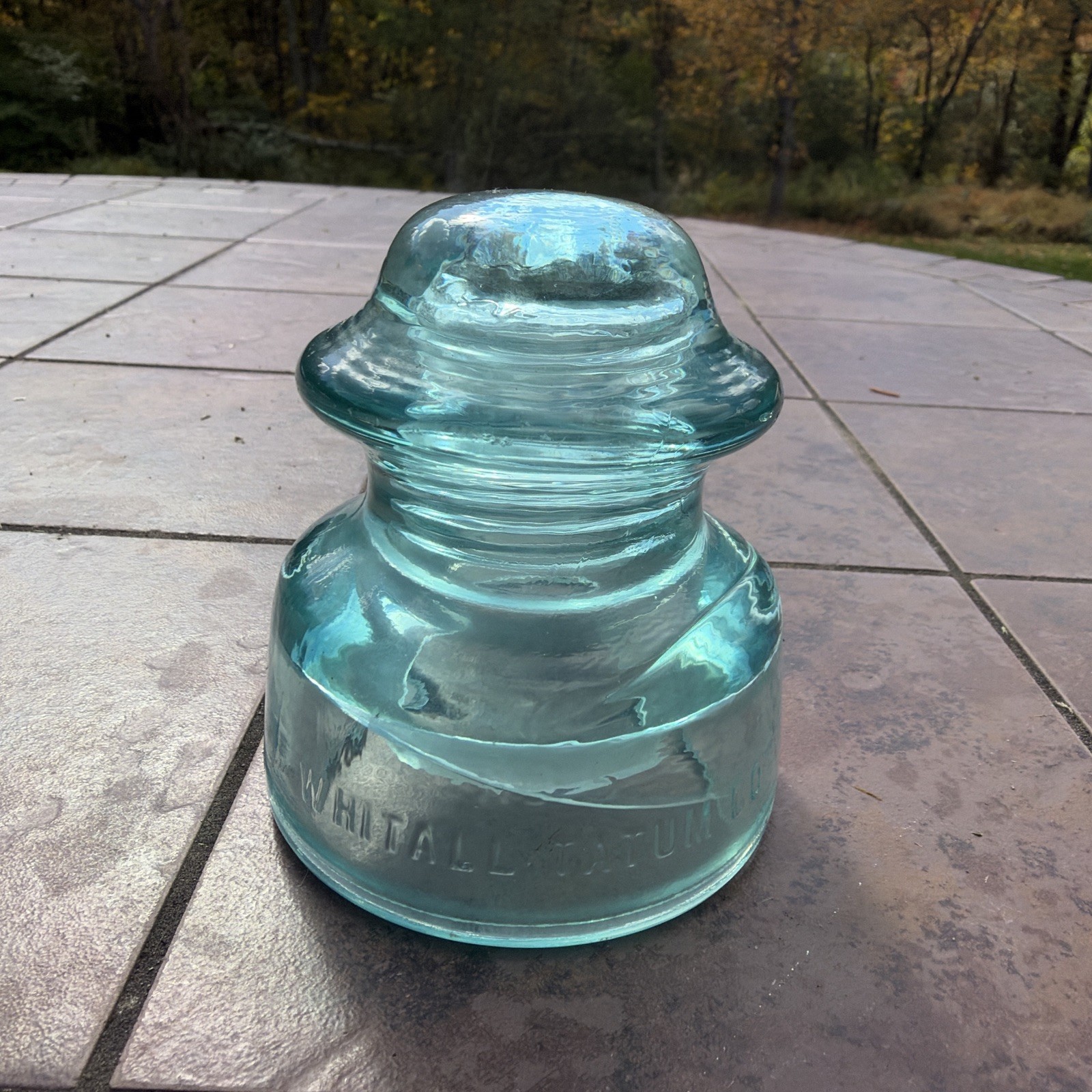 Beautiful Vintage Whitall Tatum Co. Light Aqua Glass Insulator No. 5 Nice Shape