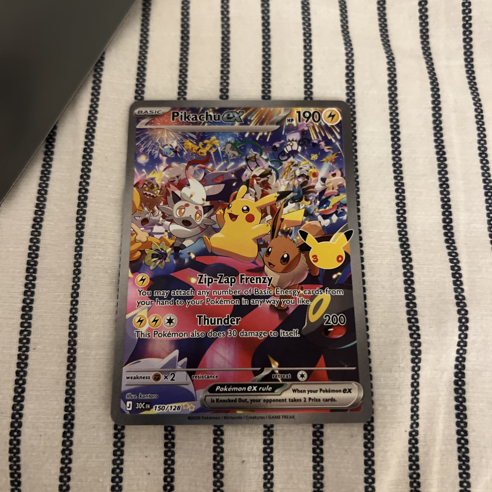 Pokemon 30th Celebration Anniversary Night Pikachu SIR 150/128 Card Mint