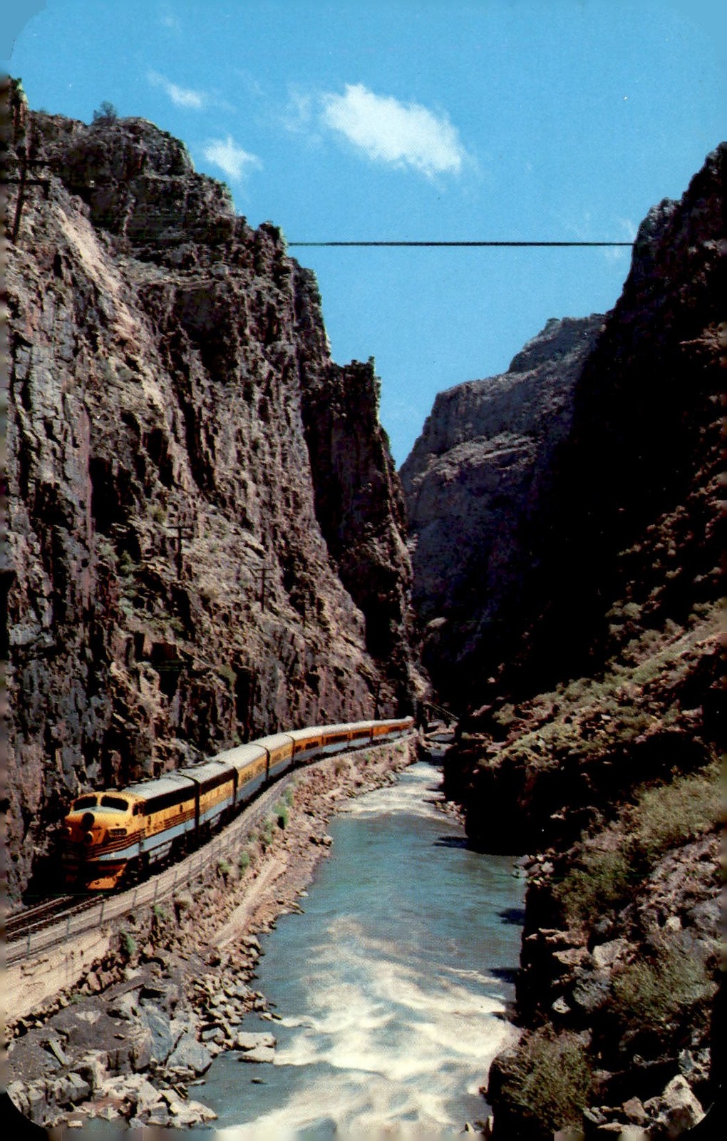 Experience the thrill of a streamlined train passing through the Royal Postcard