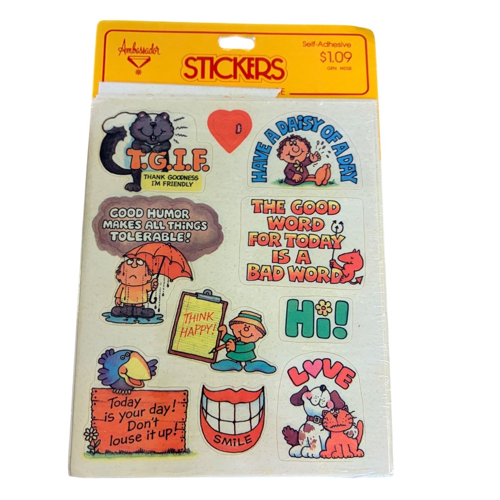 Vintage Ambassador Stickers Sheet Retro 80s TGIF Funny Sayings Self-Adhesive