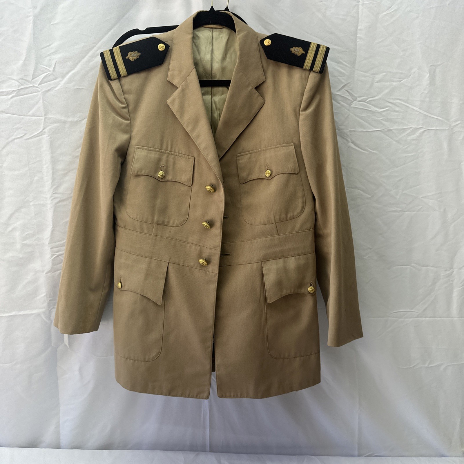 Vtg WWII US Navy Officer Service Dress Khaki Uniform Set Tunic Collar Cap