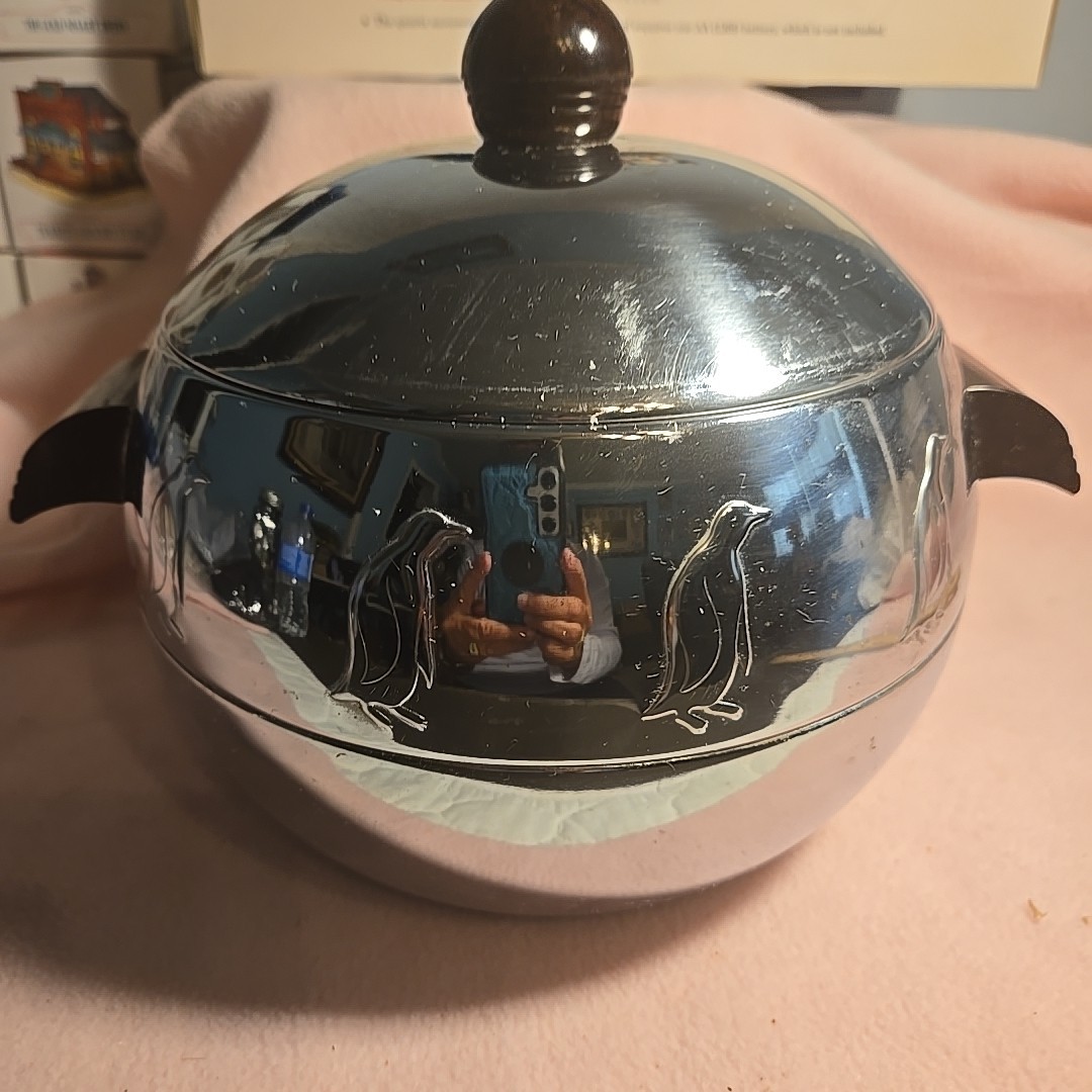 Vtg Mid Century West Bend PENGUIN Hot/Cold Server Ice Bucket Bakelite Handles