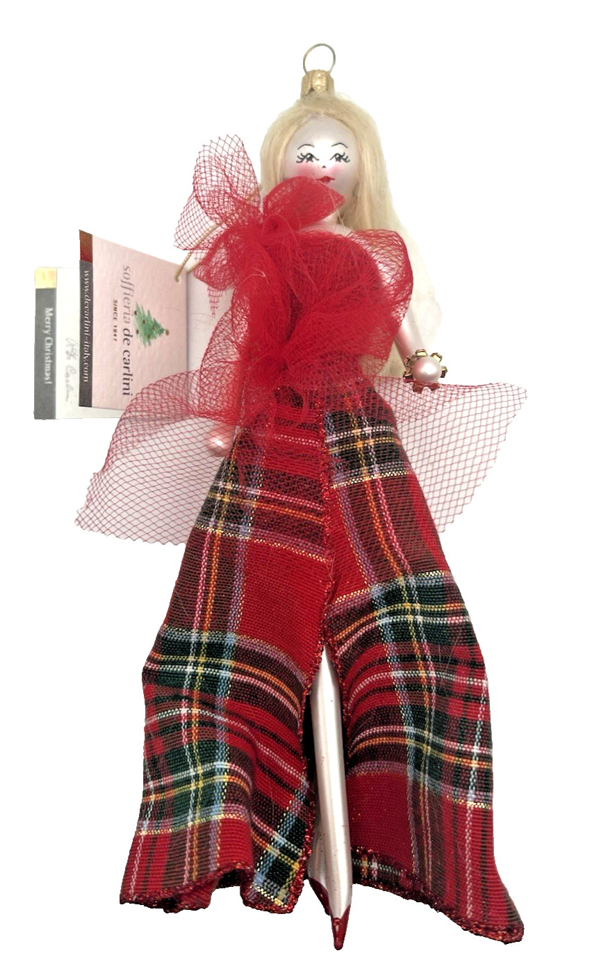SOFFIERIA DE CARLINI Fashion Lady Glass Christmas Ornament Made In Italy New Box