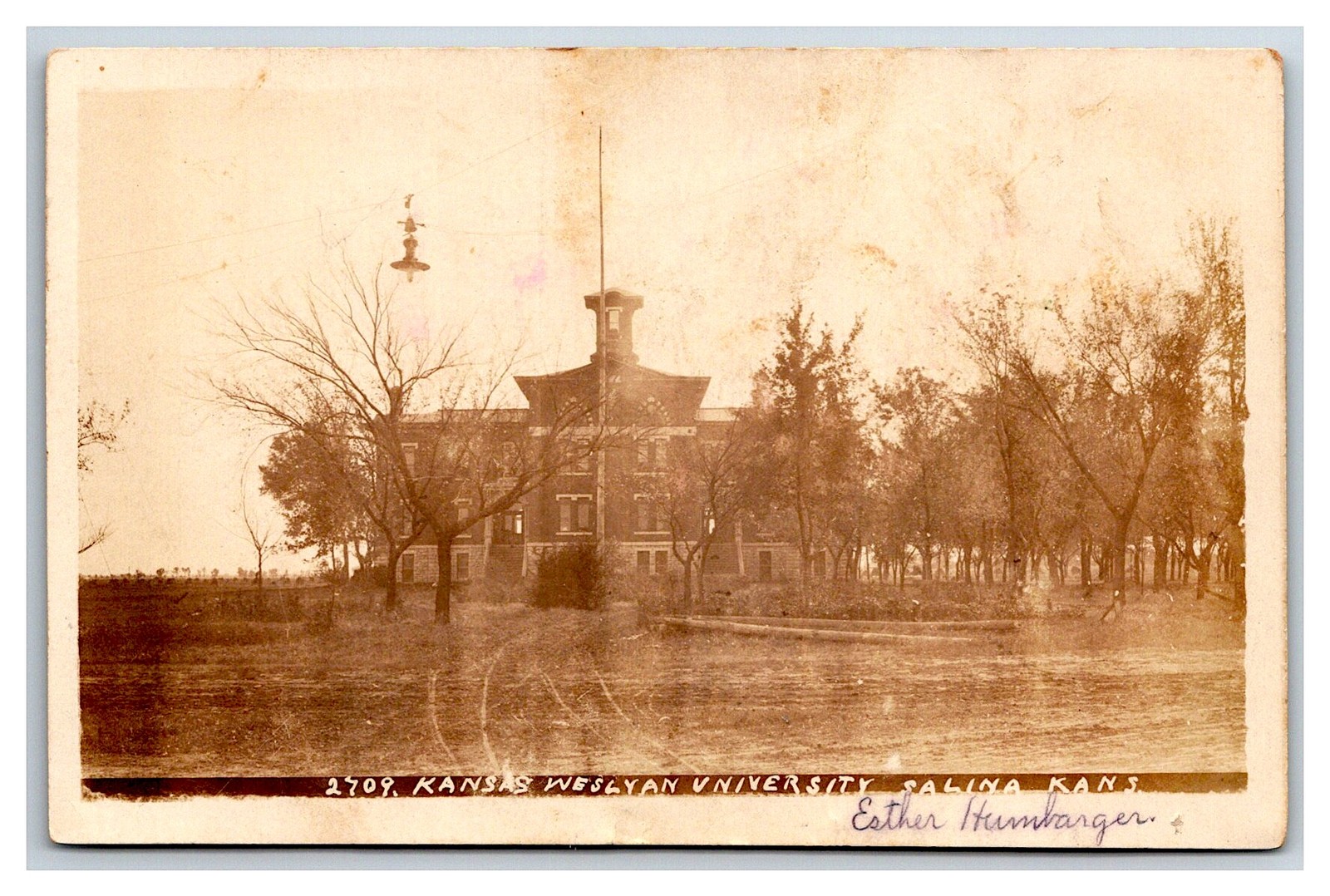 Salina KS~Kansas Wesleyan University~Rutted Dirt Road to Main Building~1907 RPPC