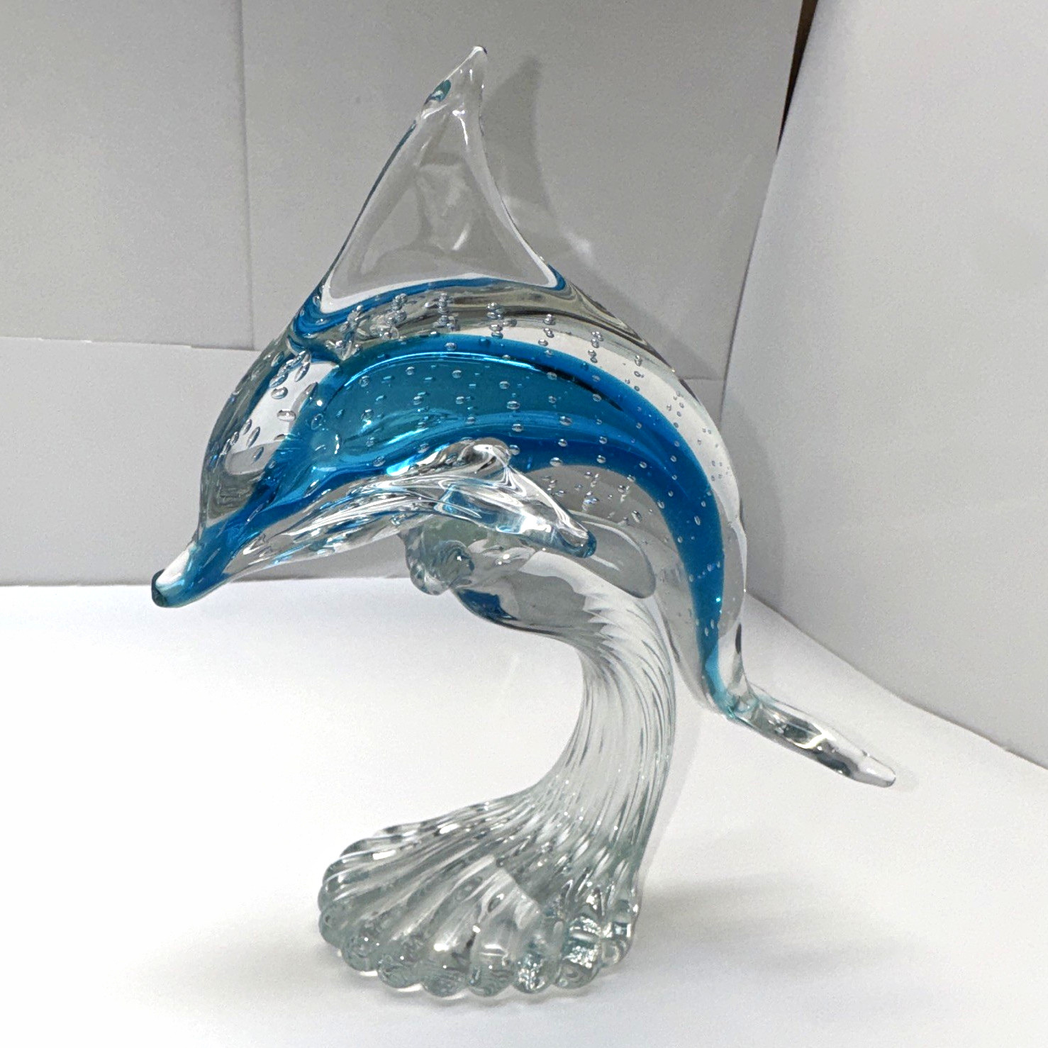 Vintage Murano Style Mexico Sculpture Dolphin Fine Art Glass