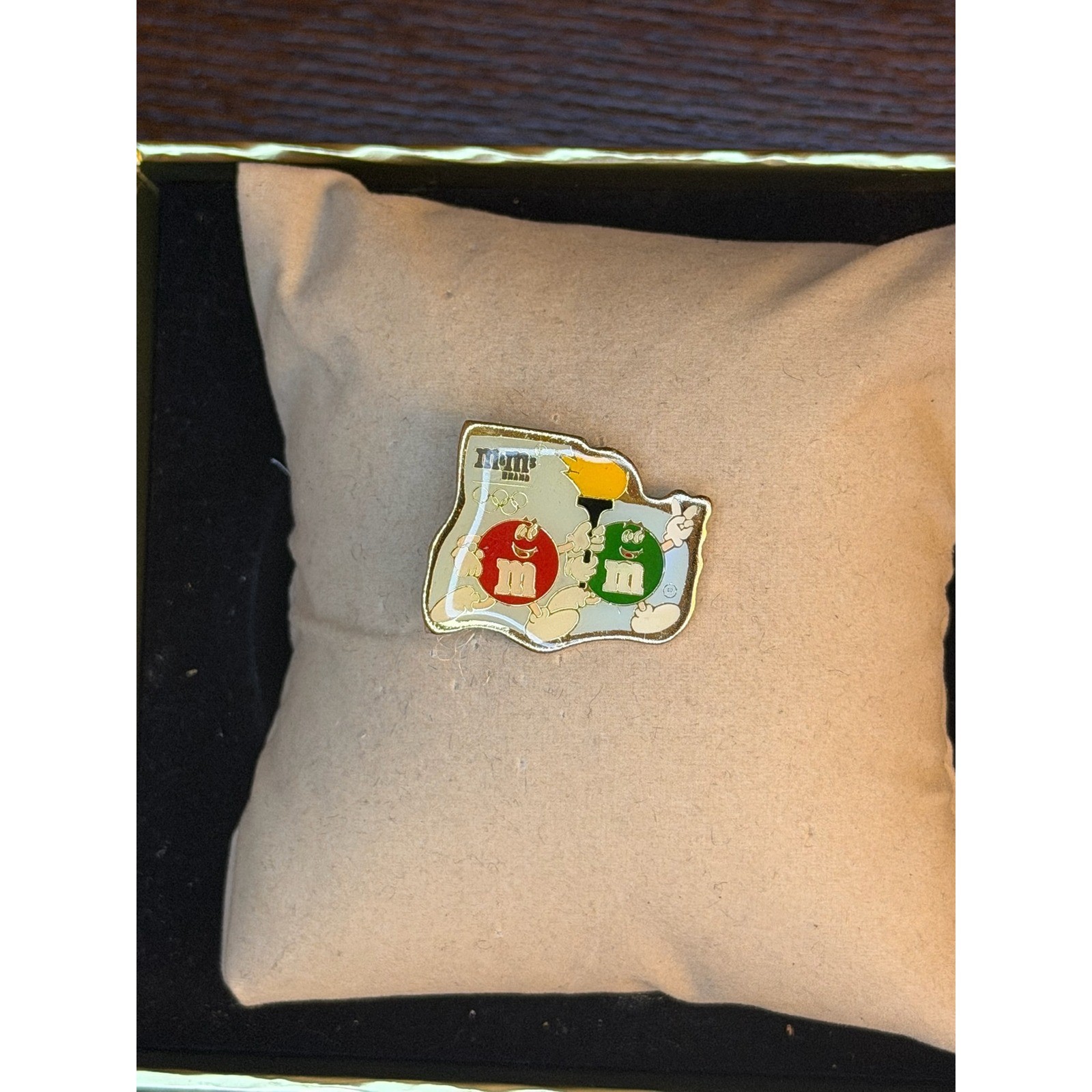 Vintage M&M\'s Olympic Games Torch Red and Green Character Enamel Lapel Pin
