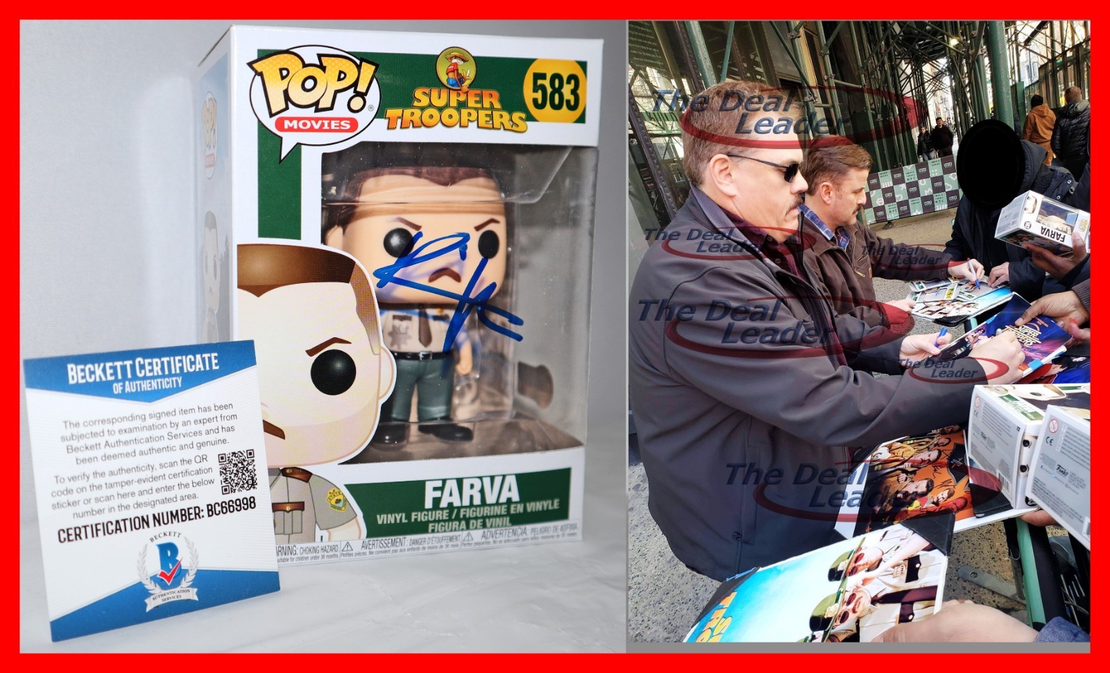 🔥👮 RARE Kevin Heffernan Signed Super Troopers Farva Funko Pop Beckett PSA JSA