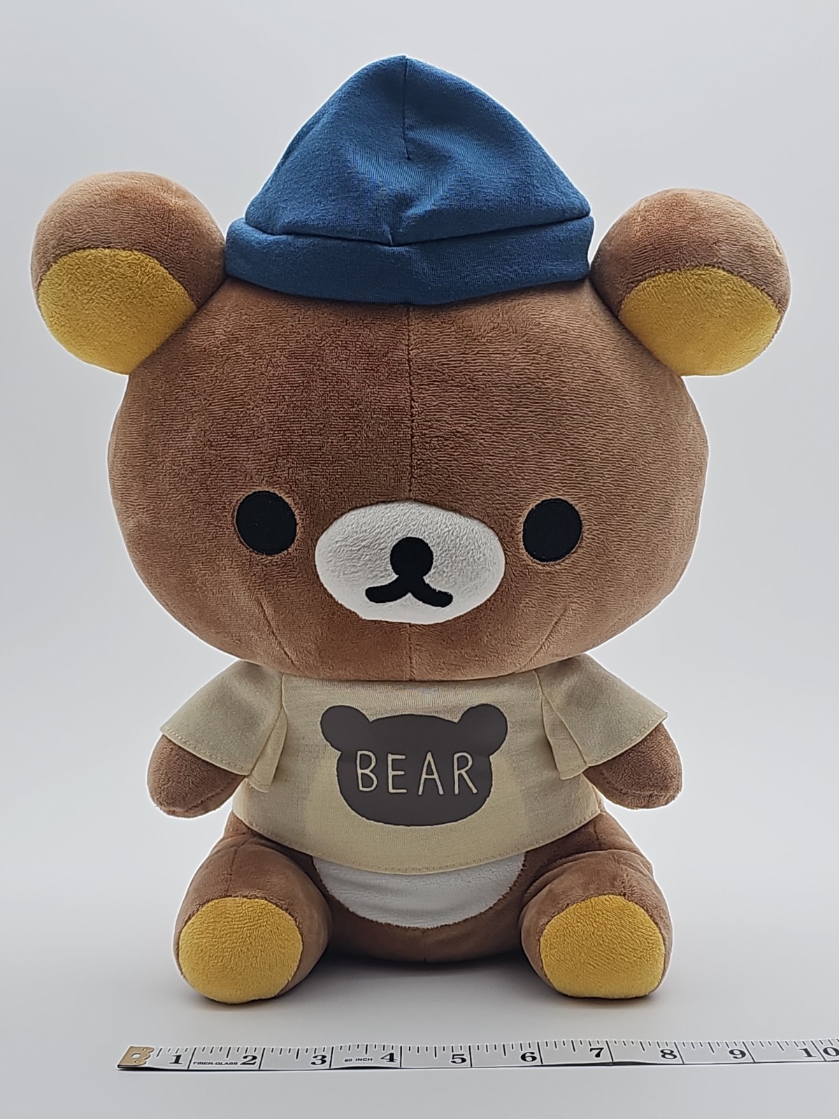 San-X Rilakkuma Large 14” Plush Brown Bear T-shirt With Blue Hat