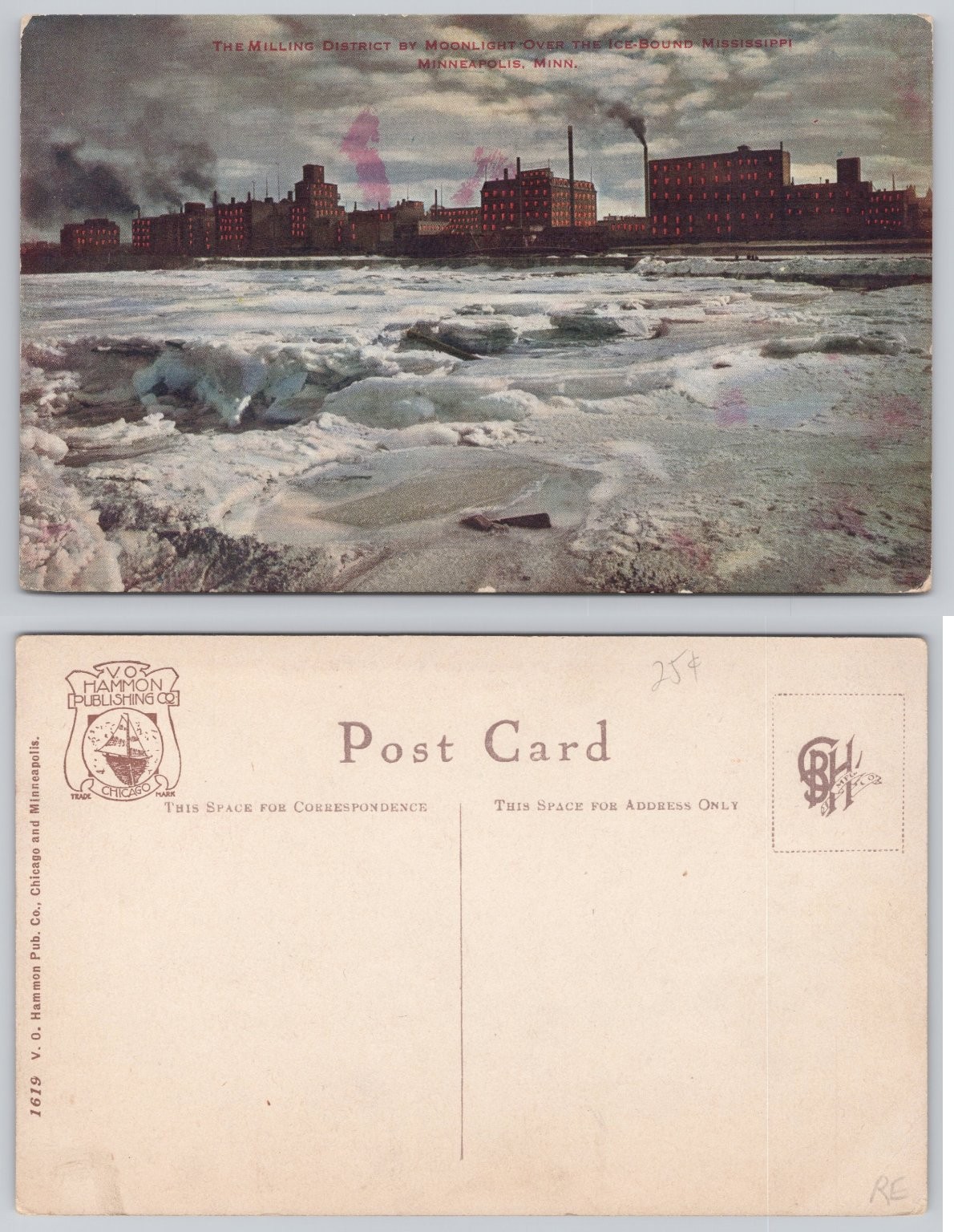 Milling District Minneapolis MN Ice-Bound Mississippi River Postcard