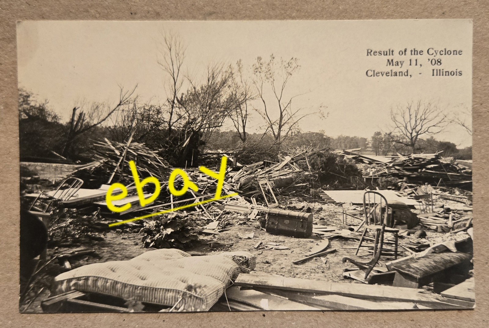 Result Of Cyclone Cleveland Illinois IL Vtg Real Photo Postcard F8