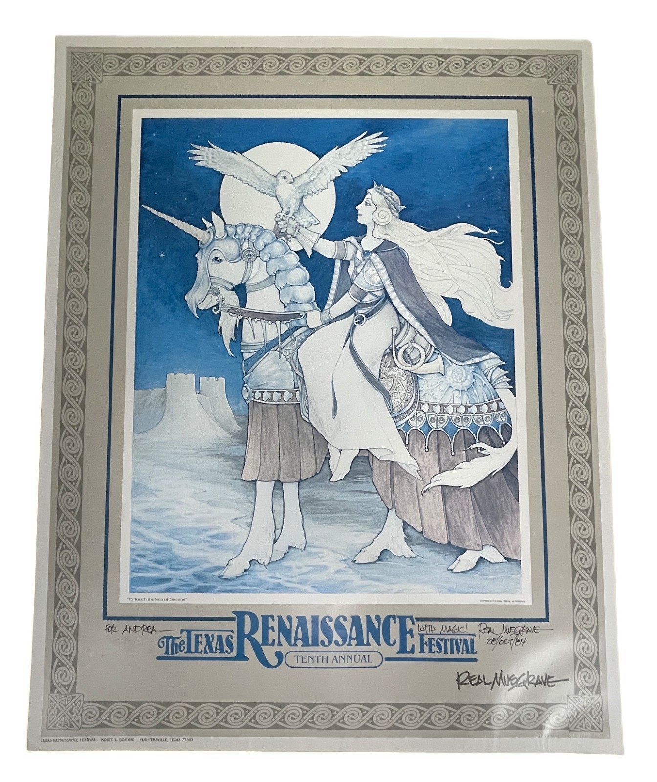 Texas Renaissance Festival TRF Tenth Annual 1984 Real  Musgrave Poster Signed