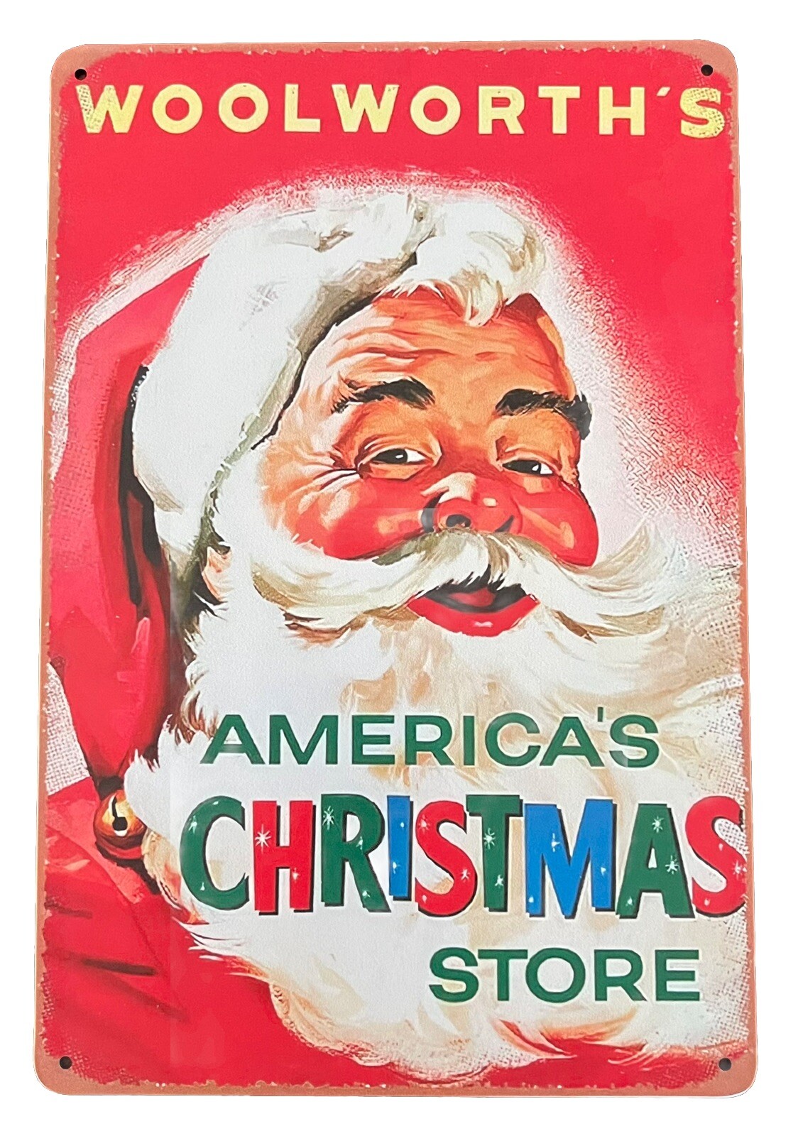 Retro Woolworth\'s Santa Christmas Metal Advertising Sign  12\