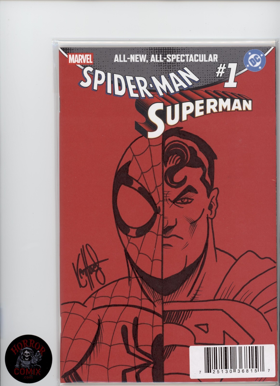 MARVEL/DC SPIDERMAN/SUPERMAN #1 RED BLANK SIGNED & SKETCH BY KEN HAESER - 2026