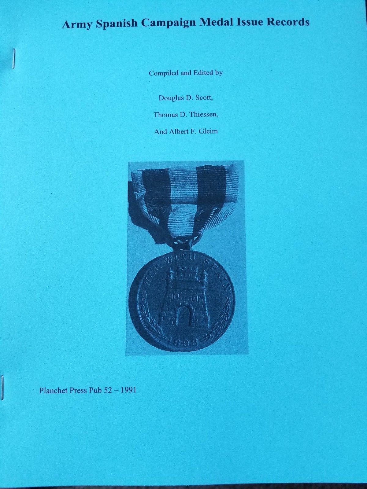 US Army 1898 Spanish Campaign Medal Roster Roll ex Gleim Planchet Press Book