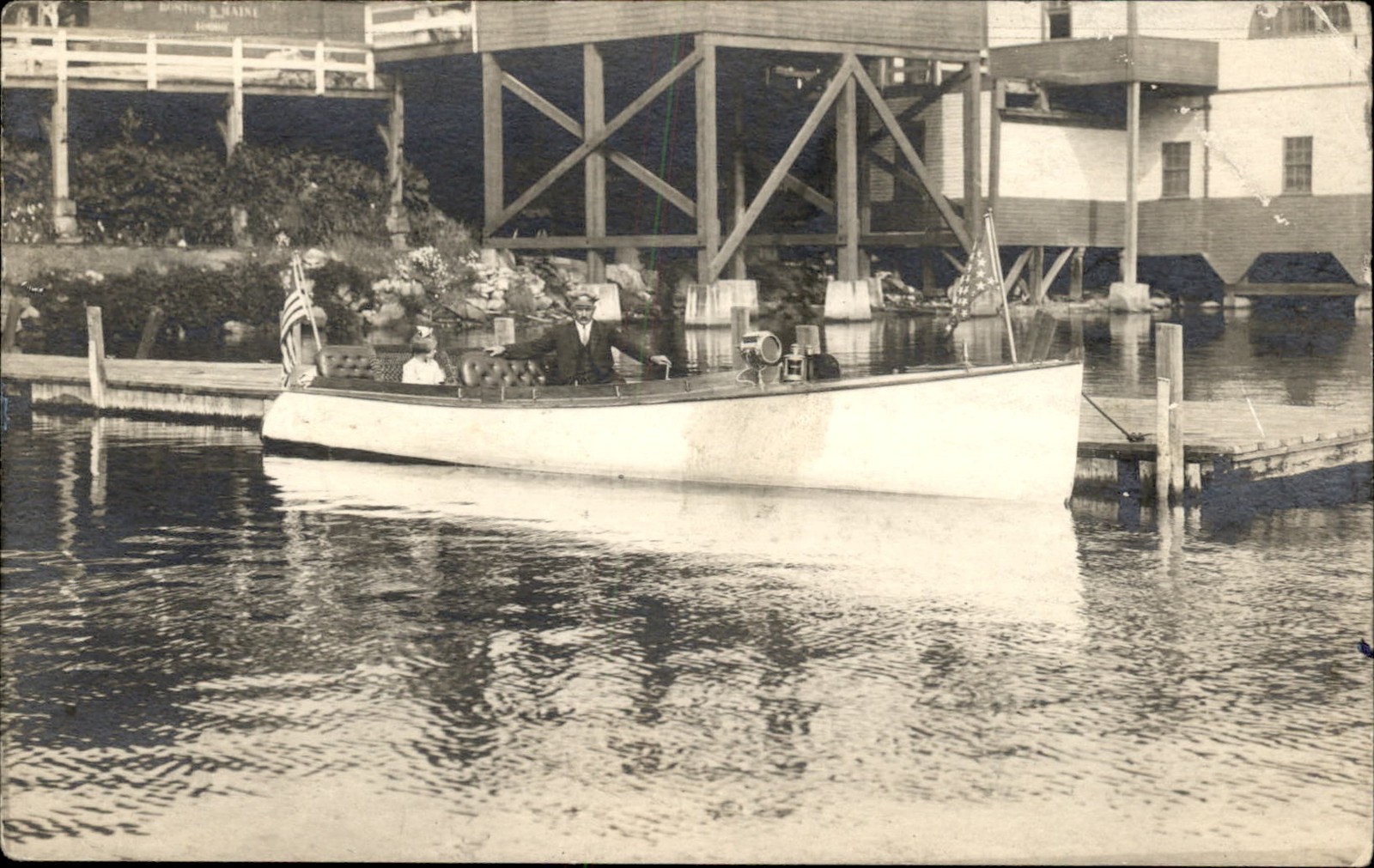 Lakeport NH Motor Boat Capt. Fred Plante c1910s Real Photo Vintage Postcard