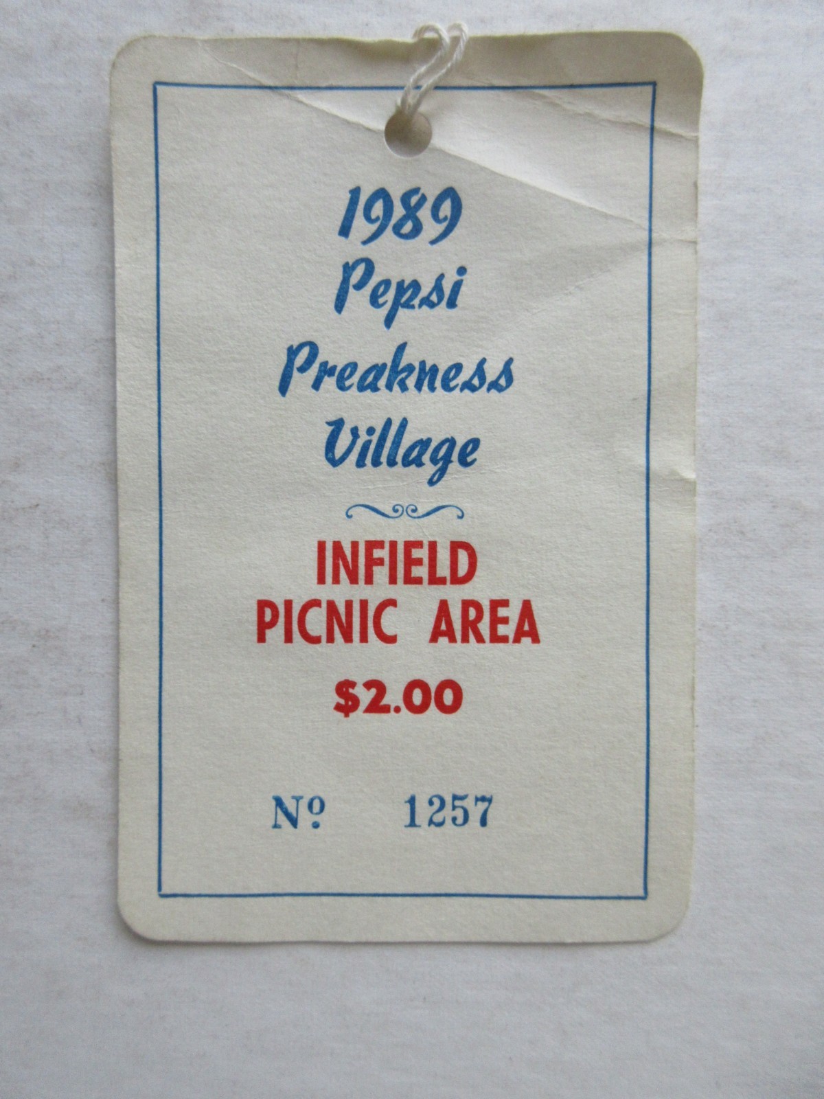 1989 PREAKNESS INFIELD PICNIC AREA TICKET STUB SUNDAY SILENCE EASY GOER
