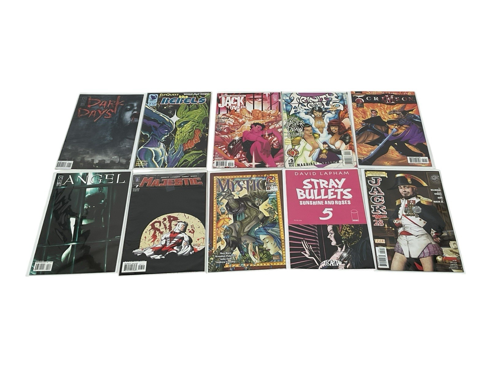 10 Comic Book Lot Angel ElfQuest Jack of Fables Crimson Mystic Stray Bullets