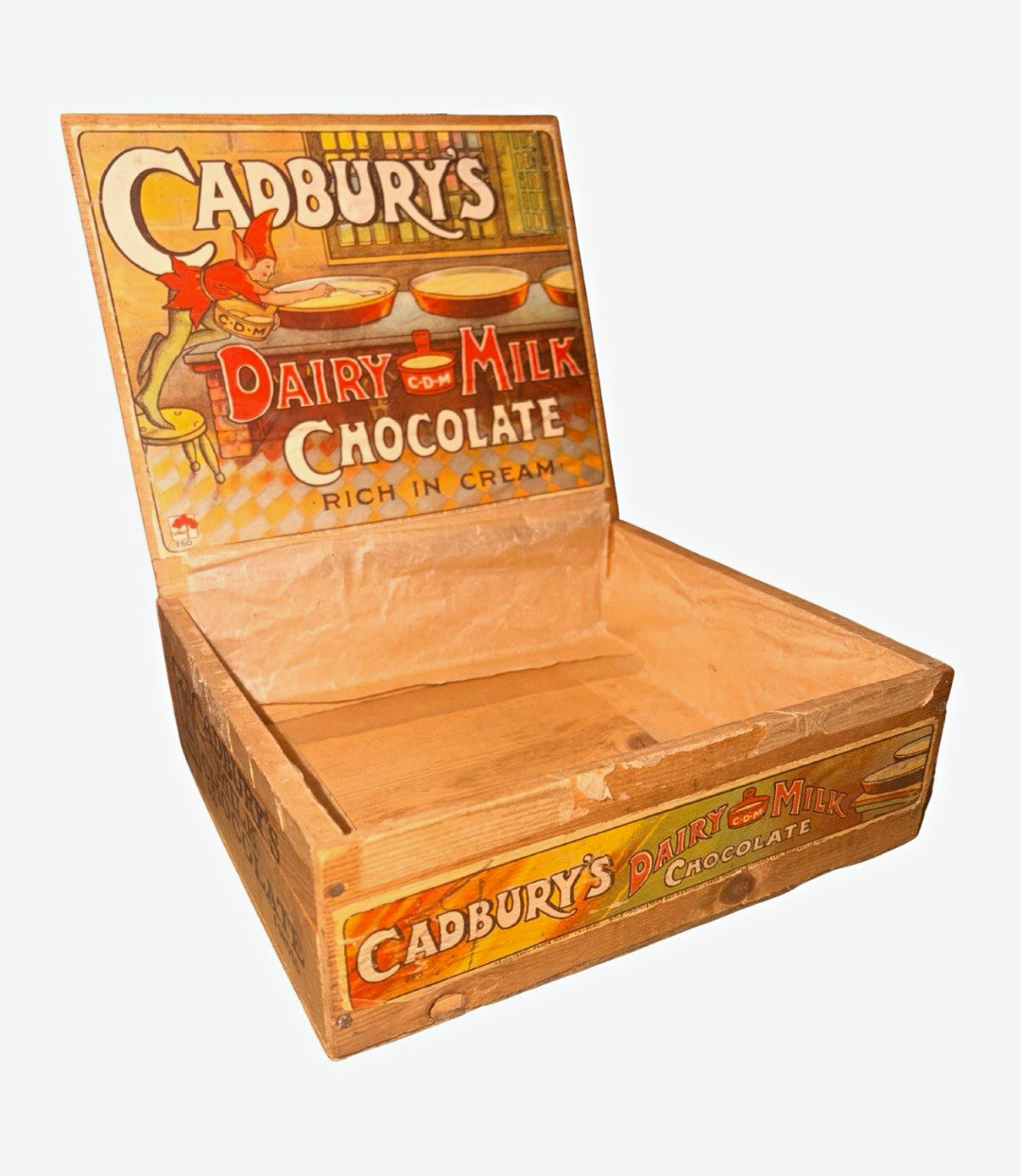 Vintage Antique 1930s Cadbury's Dairy Milk Chocolate Wooden Counter Display Box