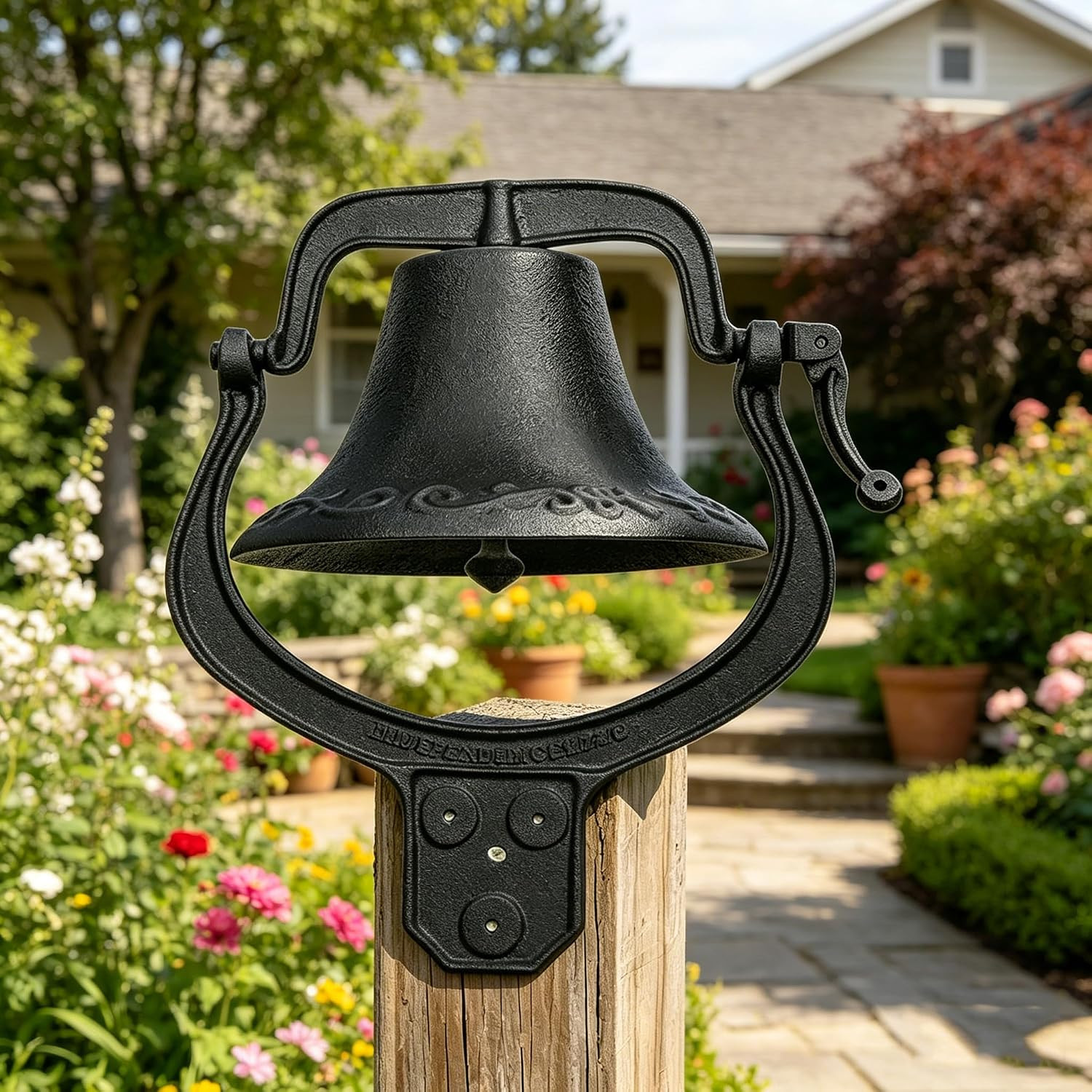 14 Inch Outdoor Cast Iron Dinner Bell for Ranch Garden Rustic Decor