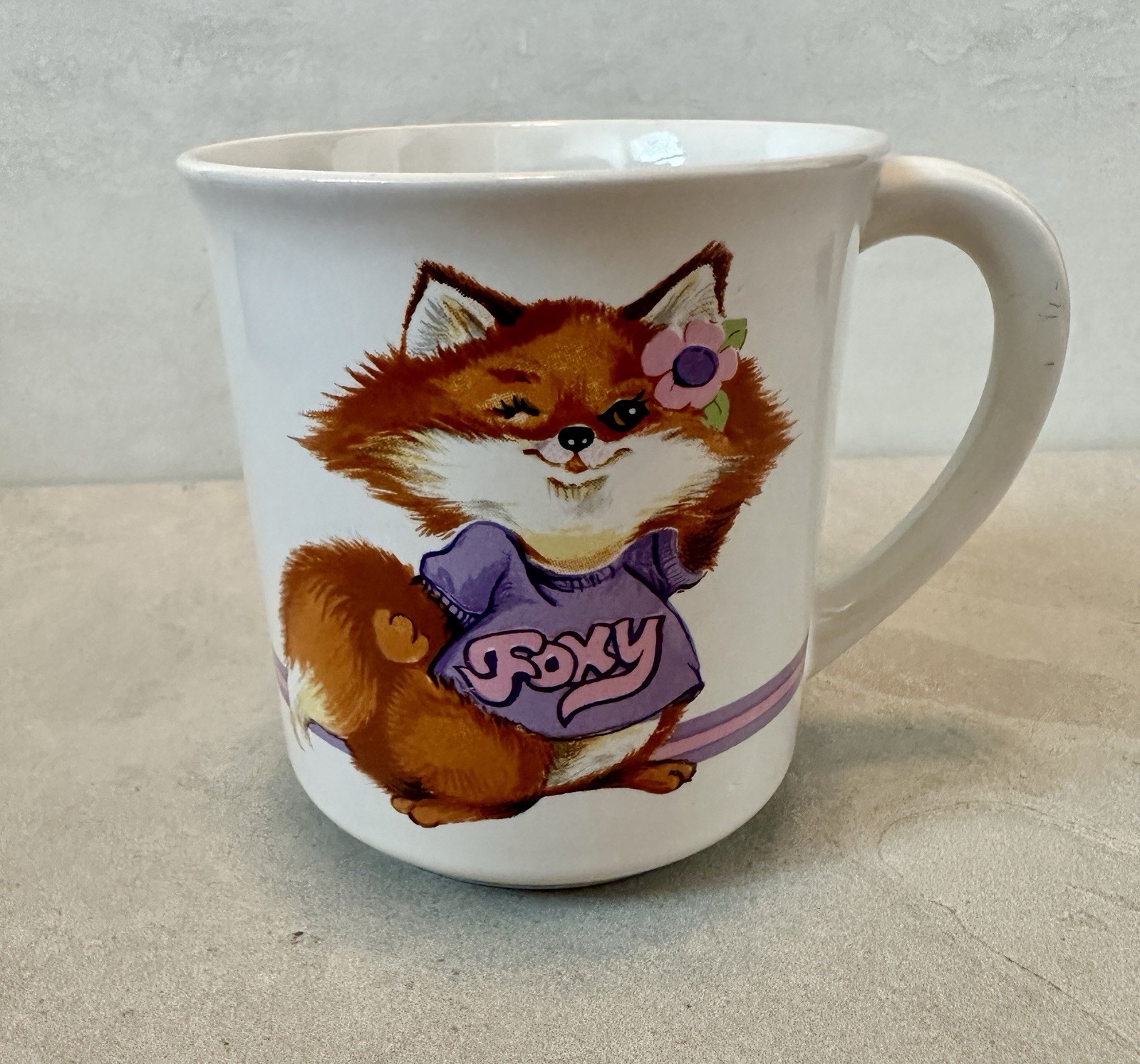 Vintage Foxy Lady FOX Mug Wallace Berrie & Co Animal Talk Series 1982 Japan EUC