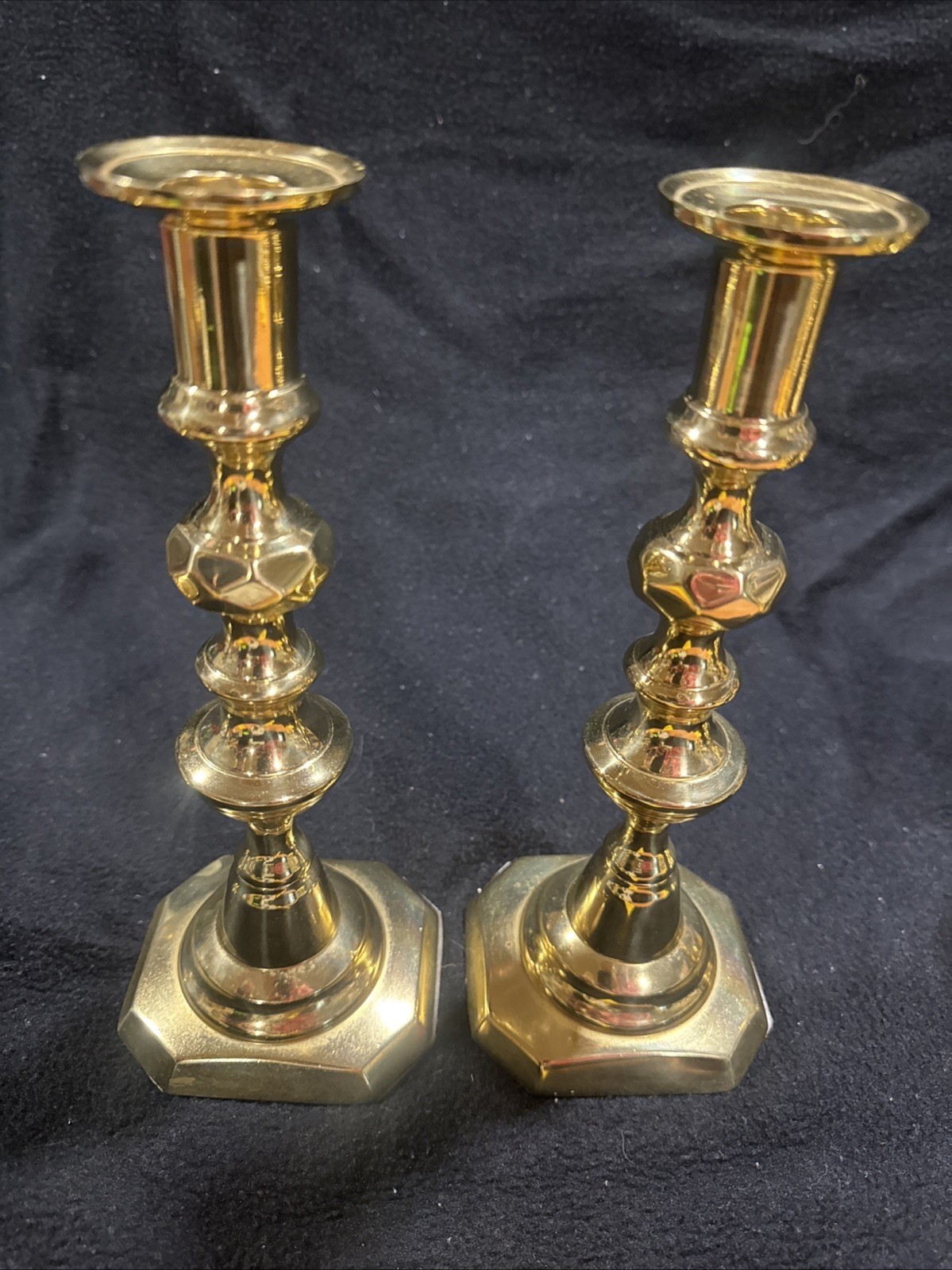 Virginia Metalcrafters Pair of 3052 9.5” Newport Candlesticks Solid Brass
