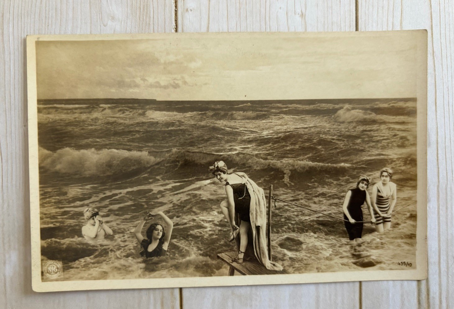 RPPC Oranotypie NPG Beautiful Women Posing Ocean Scene Swimsuits