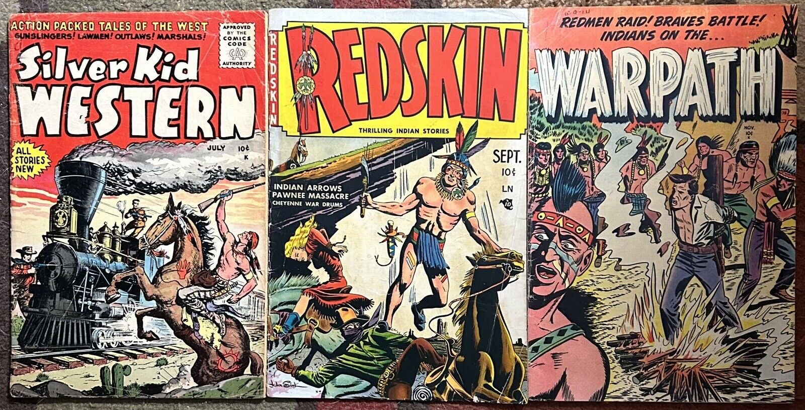 Pre-Code Westerns HTF: Silver Kid Western 5, Redskin 1 (1950), Warpath 1 (1954)